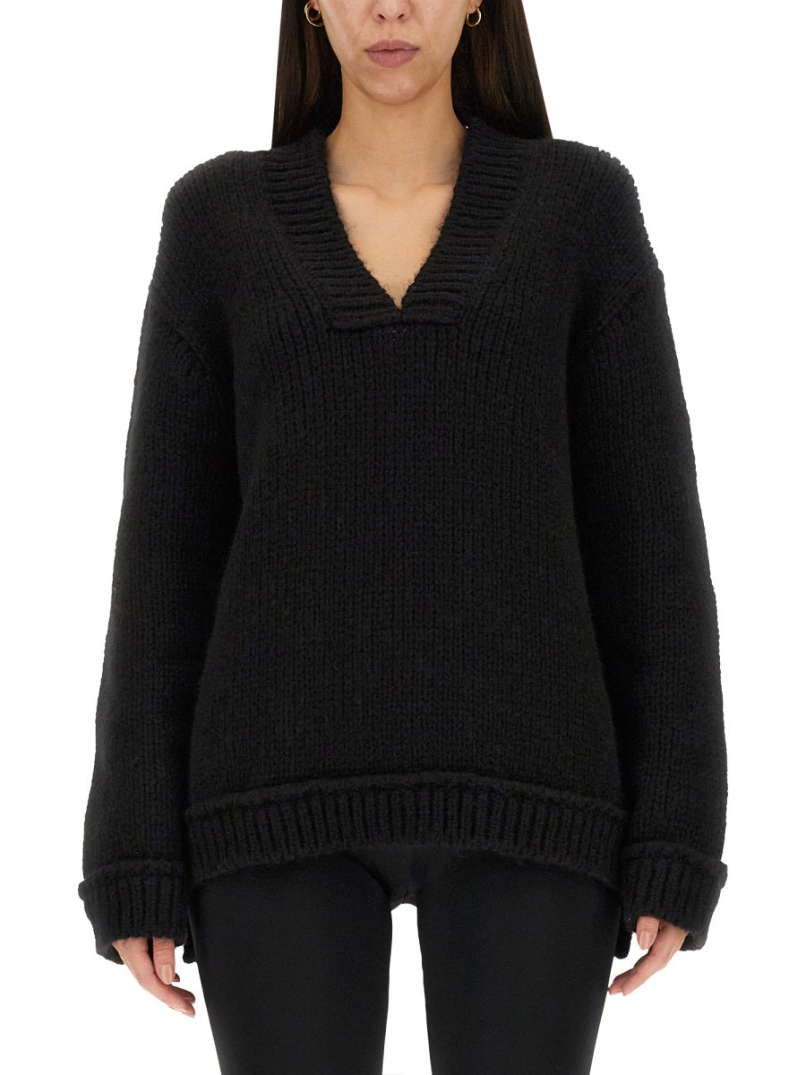 TOM FORD Women's V-Neck Wool Sweater with Ribbed Cuffs