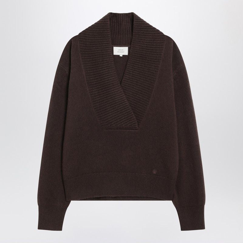 LOULOU DE SAISON Cashmere Sweater with Wide V-Neck and Ribbed Trims