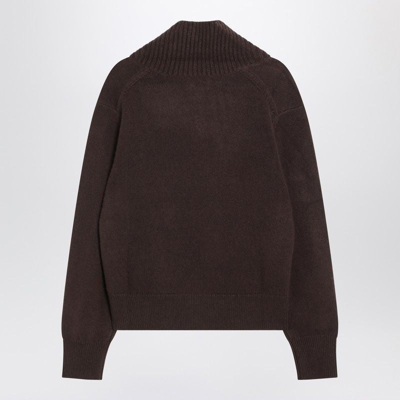 LOULOU DE SAISON Cashmere Sweater with Wide V-Neck and Ribbed Trims