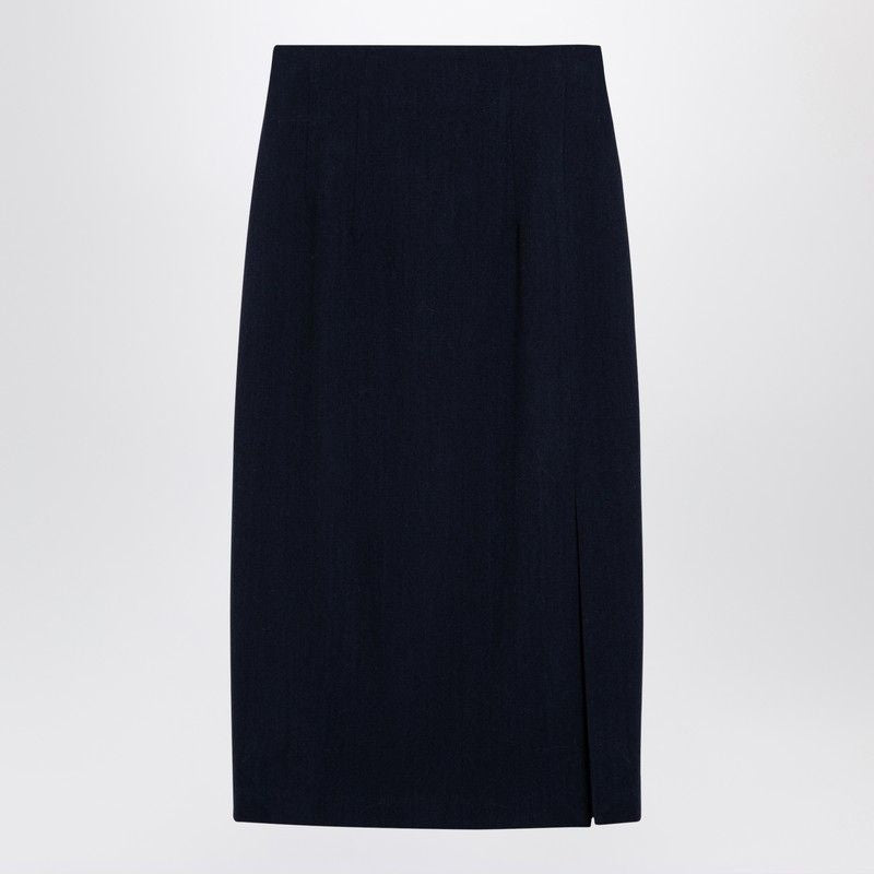 MARGAUX LONNBERG Wool-Blend Midi Skirt with High Waist and Side Slit