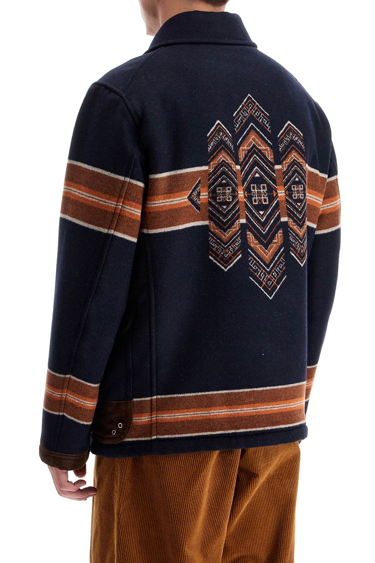 FAY Men's Embroidered Wool Blend Jacket with Navajo Design