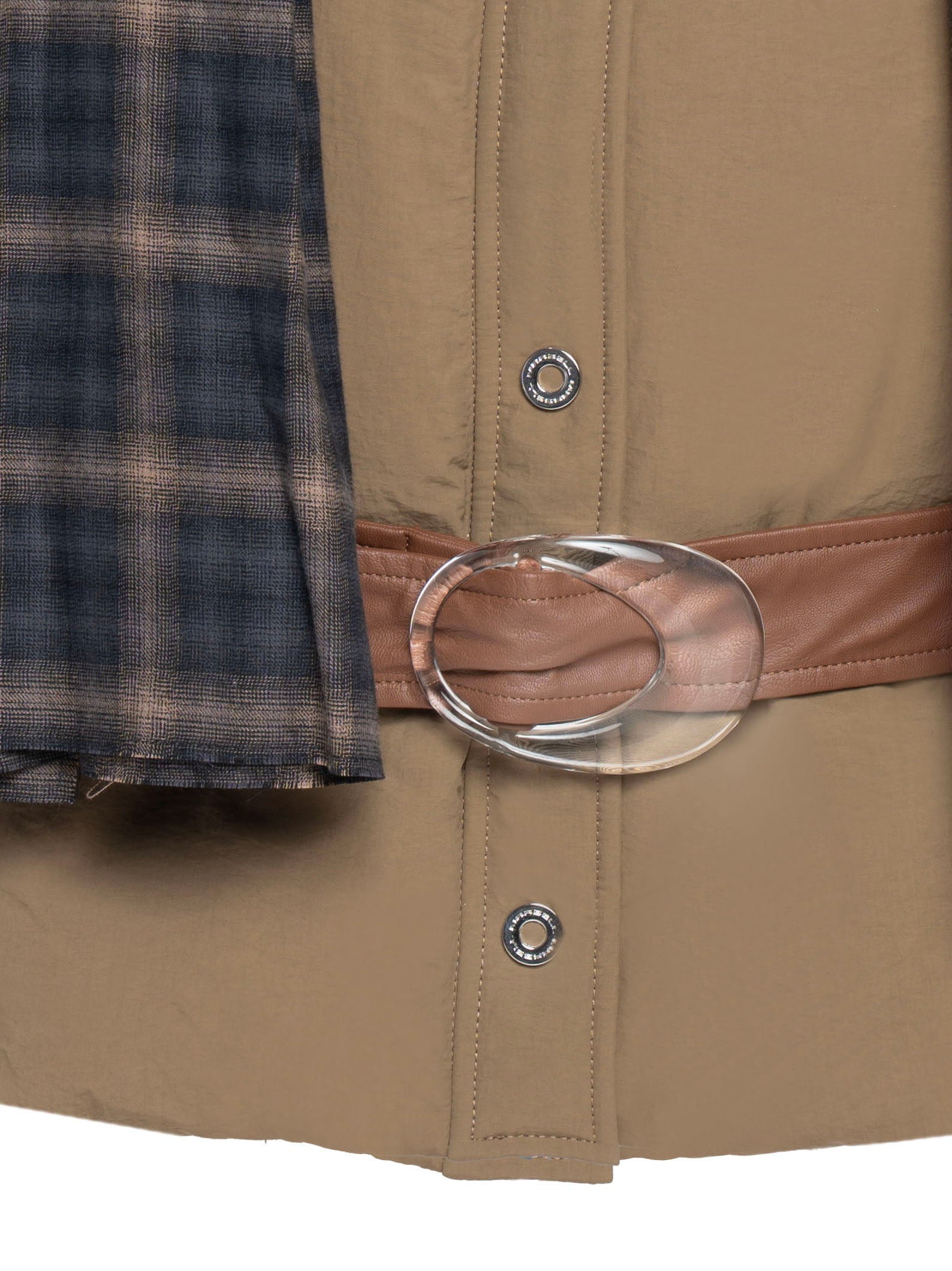 MARBELL Women's Cozy Down Jacket with Removable Checkered Scarf