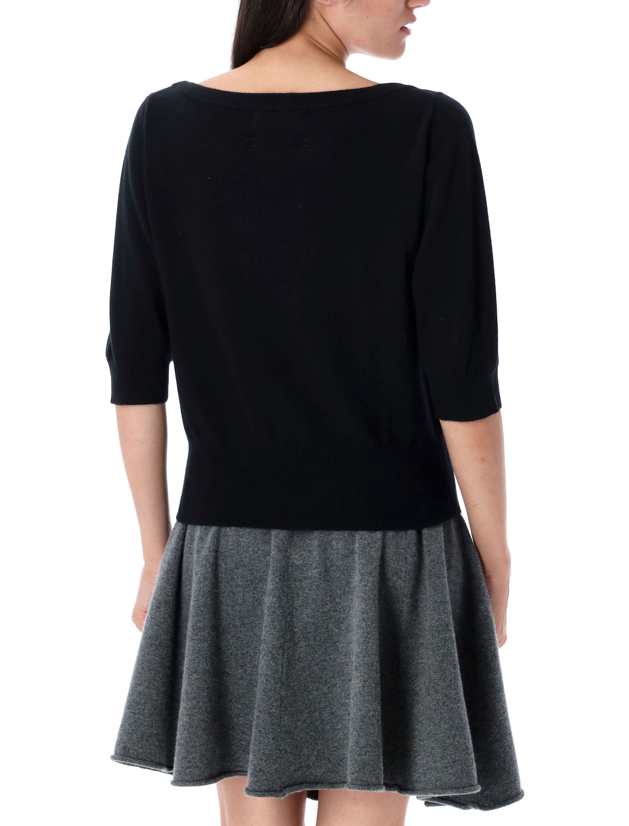 EXTREME CASHMERE Cropped Lightweight Cashmere Sweater with Boat Neck