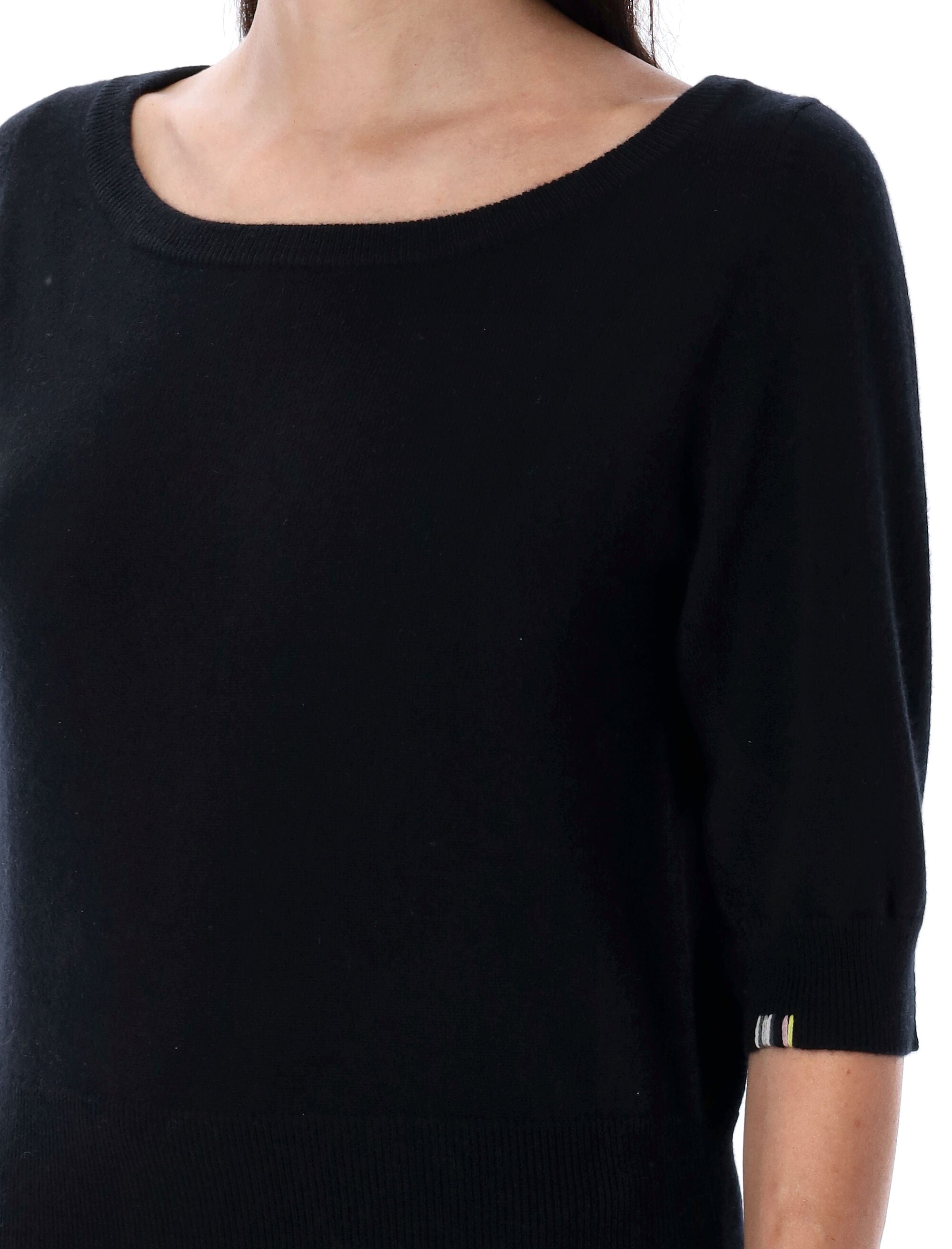 EXTREME CASHMERE Cropped Lightweight Cashmere Sweater with Boat Neck