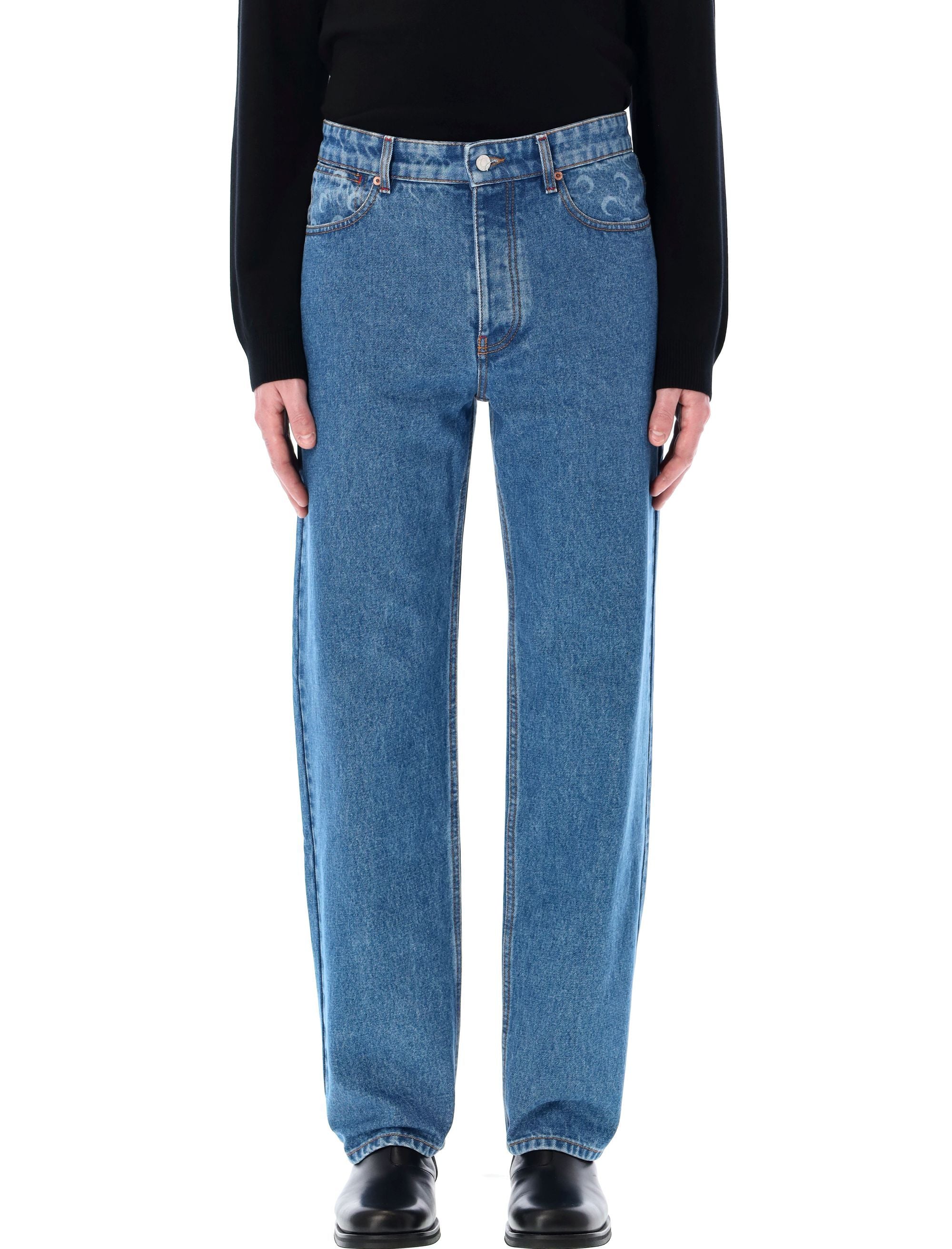 MARINE SERRE Moon Laser Denim Loose Jeans