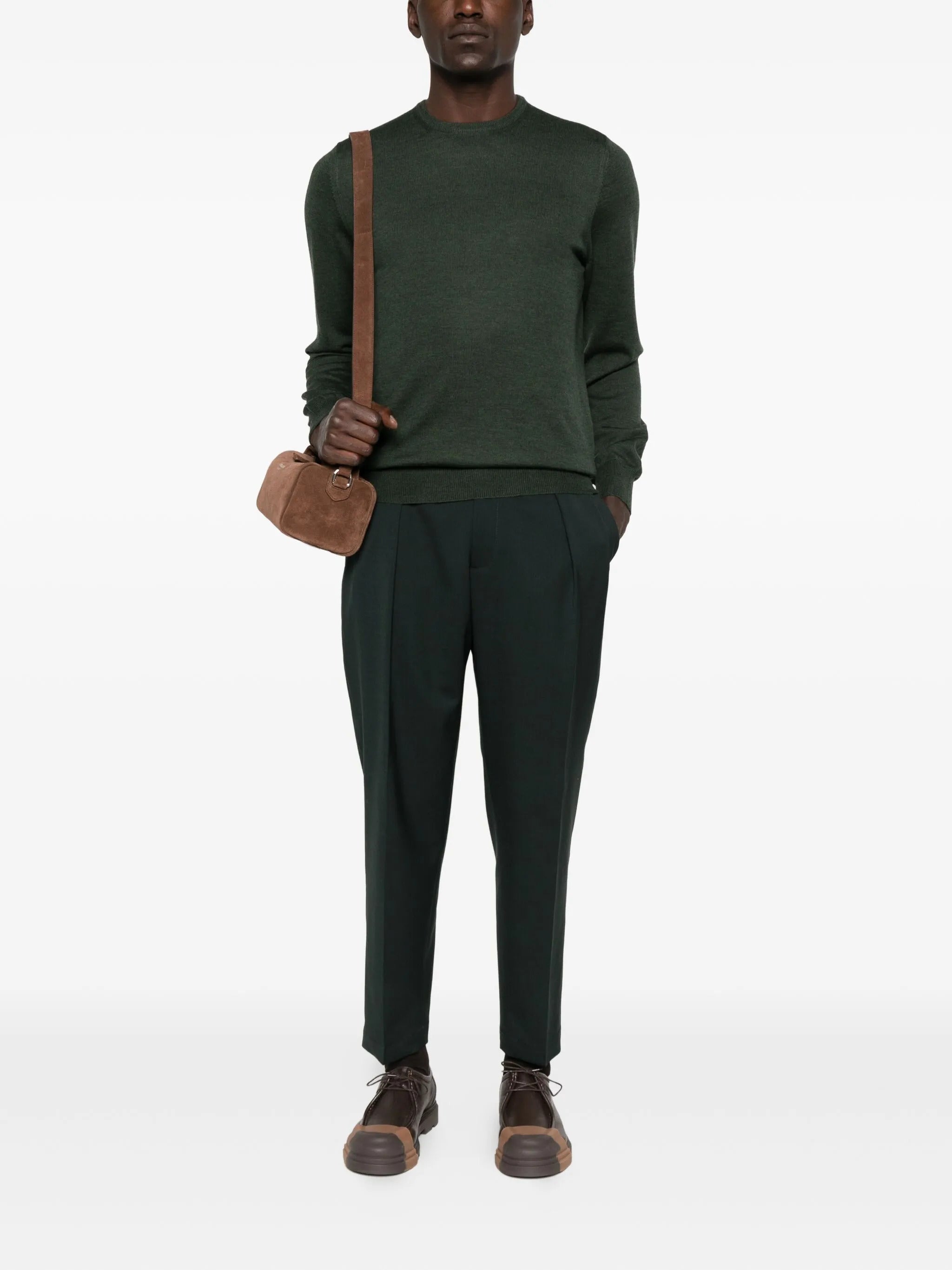 TAGLIATORE Men's Ribbed Trim Crew Neck Sweater - Size 48