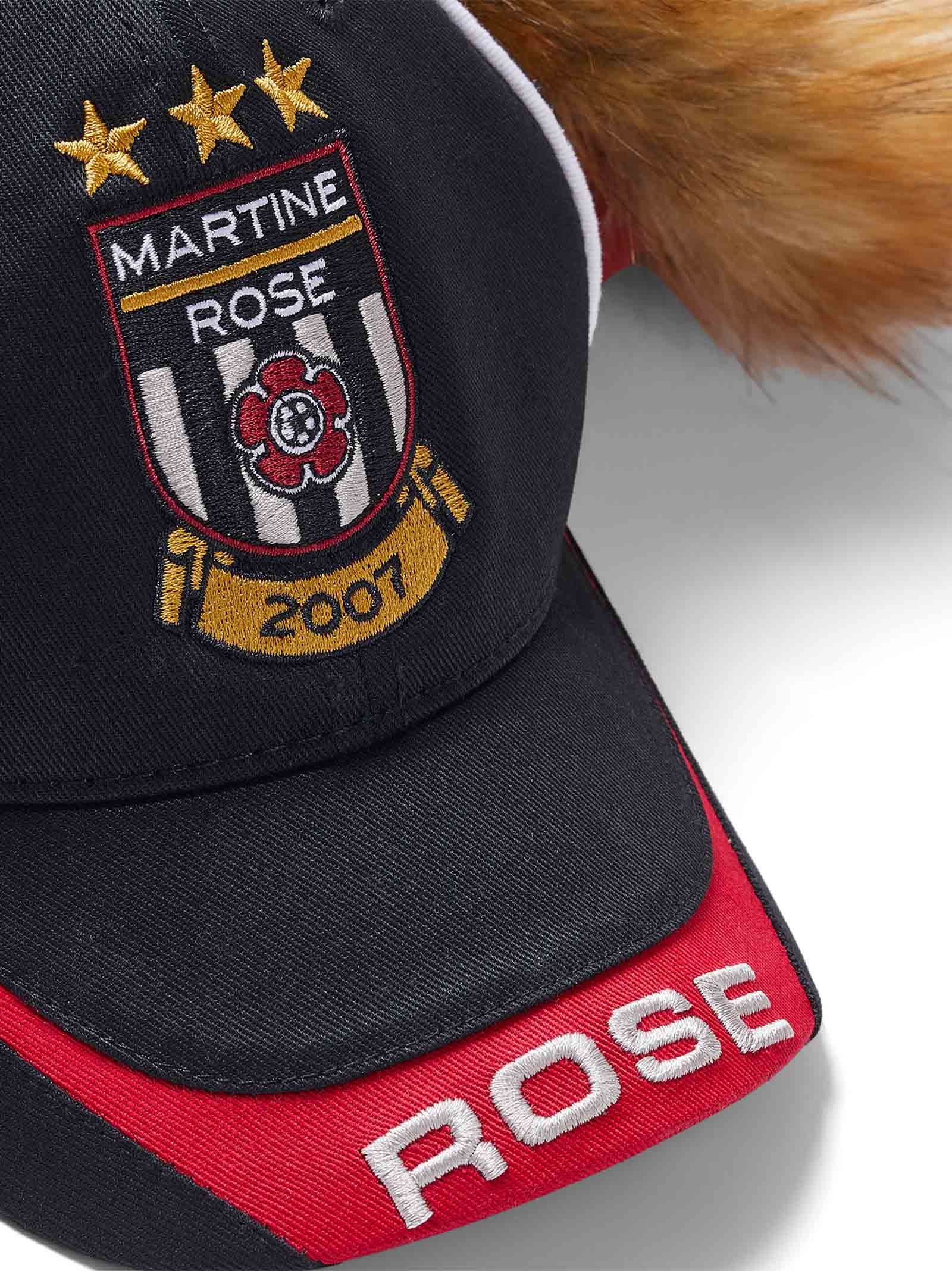 MARTINE ROSE Stylish Nylon Baseball Cap with Luxurious Fur Trim for Men