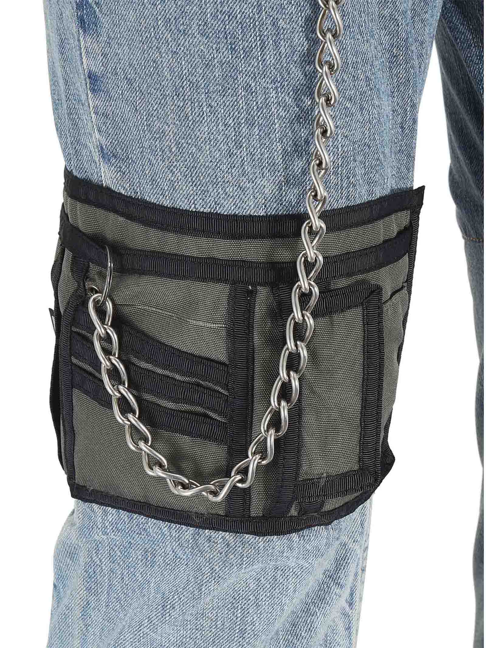 MARTINE ROSE Unique Patchwork Jeans with Pendant Chain for Men