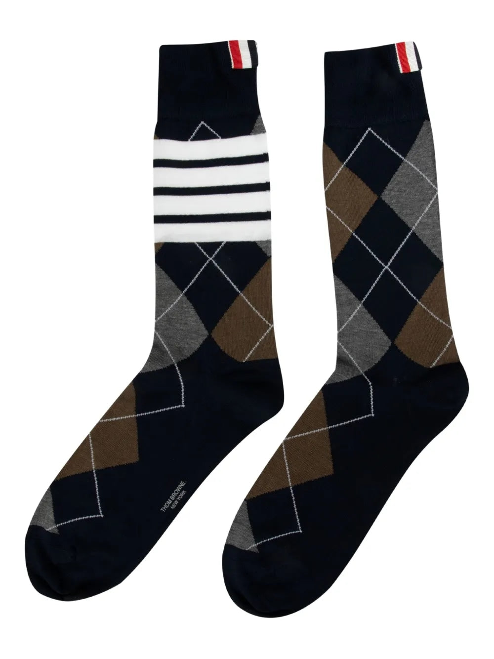 THOM BROWNE Mid Cotton Argyle Socks with 4 Bar Design