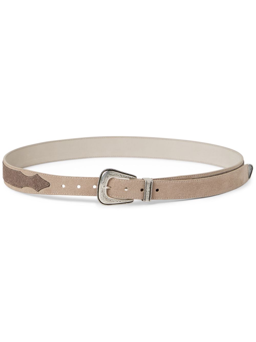 BRUNELLO CUCINELLI Bicolor Leather Belt with Western-Style Detailing