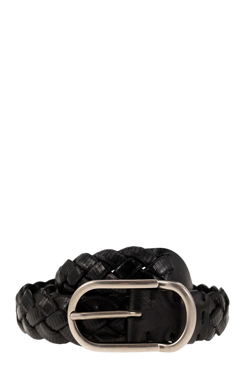 BRUNELLO CUCINELLI Braided Engraved Calfskin Belt 3 CM Width