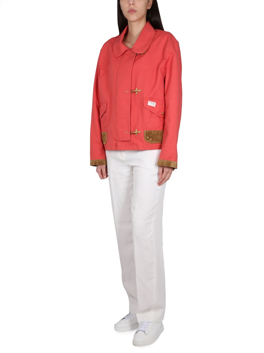 FAY Women's Caban Jacket with Three Hook Closure