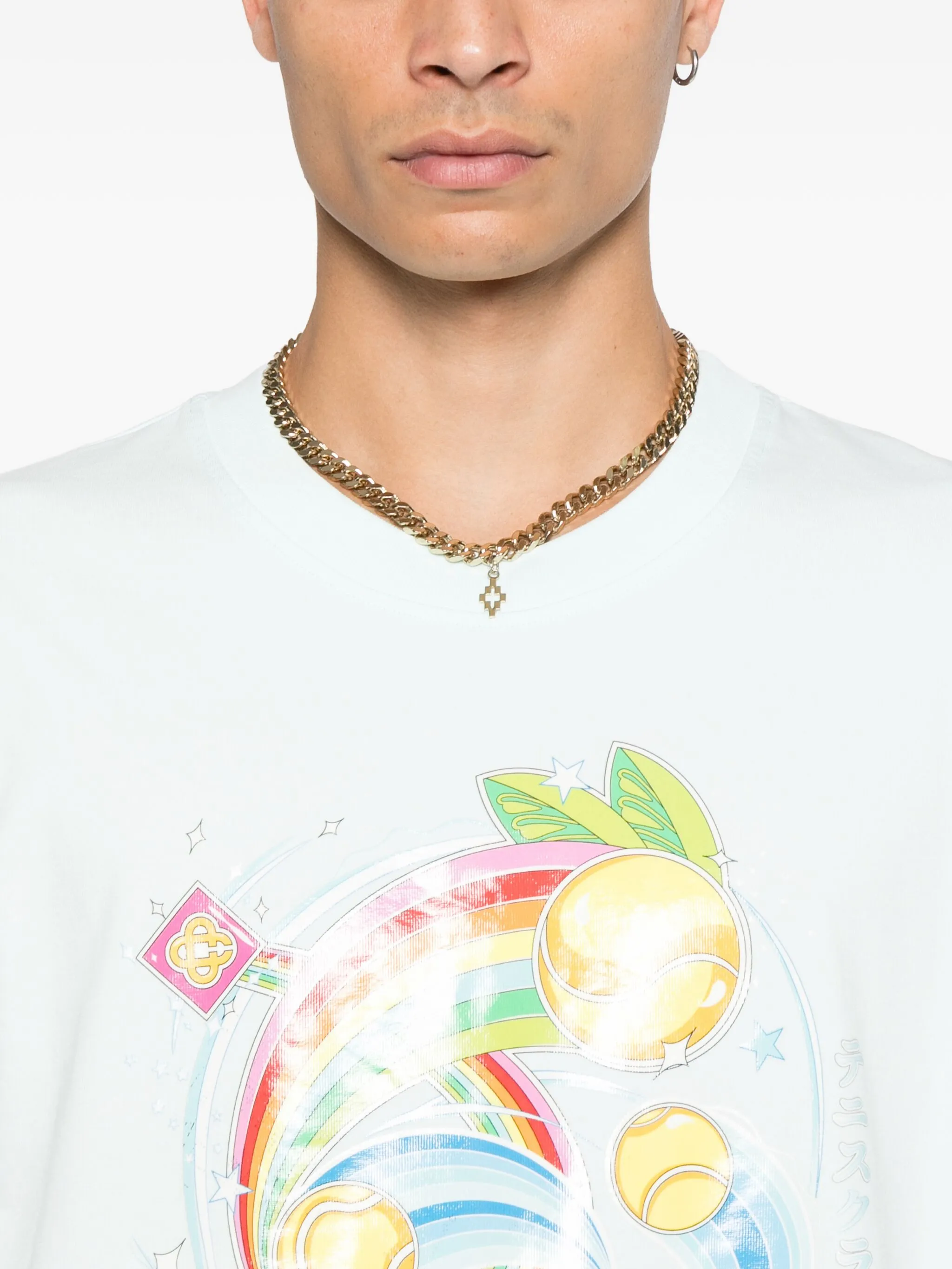 CASABLANCA Crewneck Tennis Ball Print T-Shirt - Men's Size M