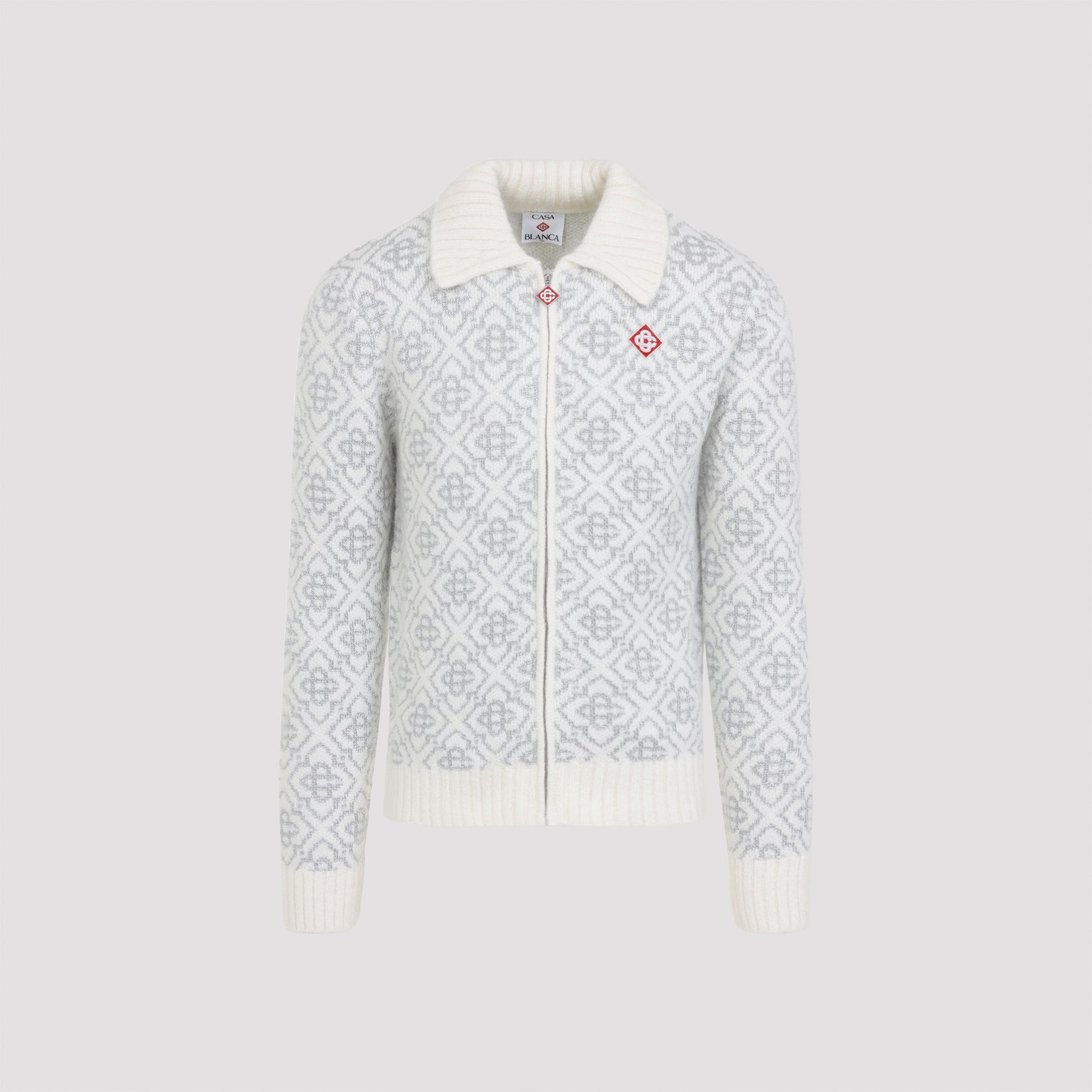 CASABLANCA Silver Monogram Zip Up Sweatshirt for Men