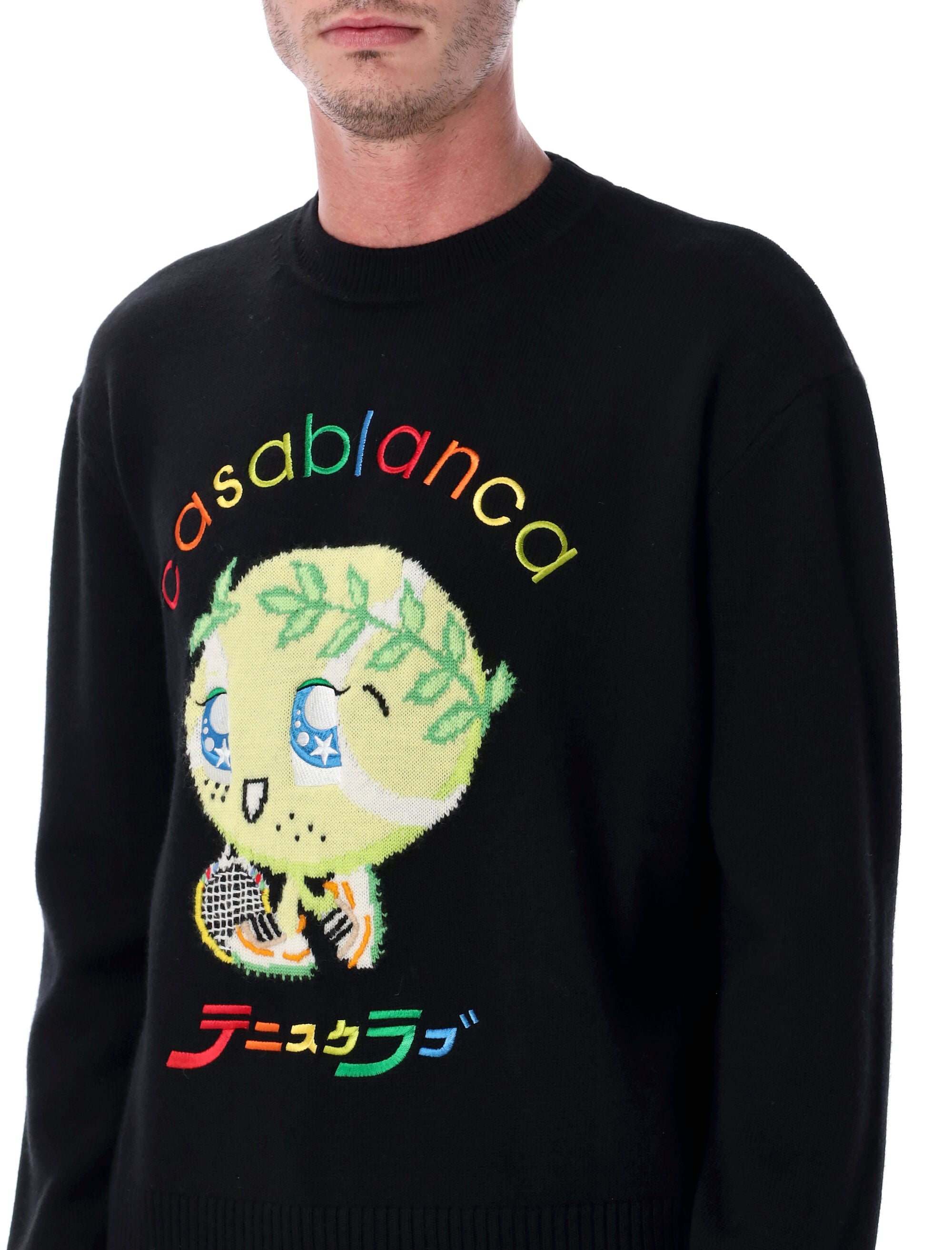 CASABLANCA Character Intarsia Crew Sweater - Size L