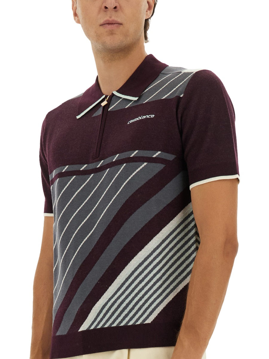 CASABLANCA Diagonal Tennis Polo Shirt - Size L