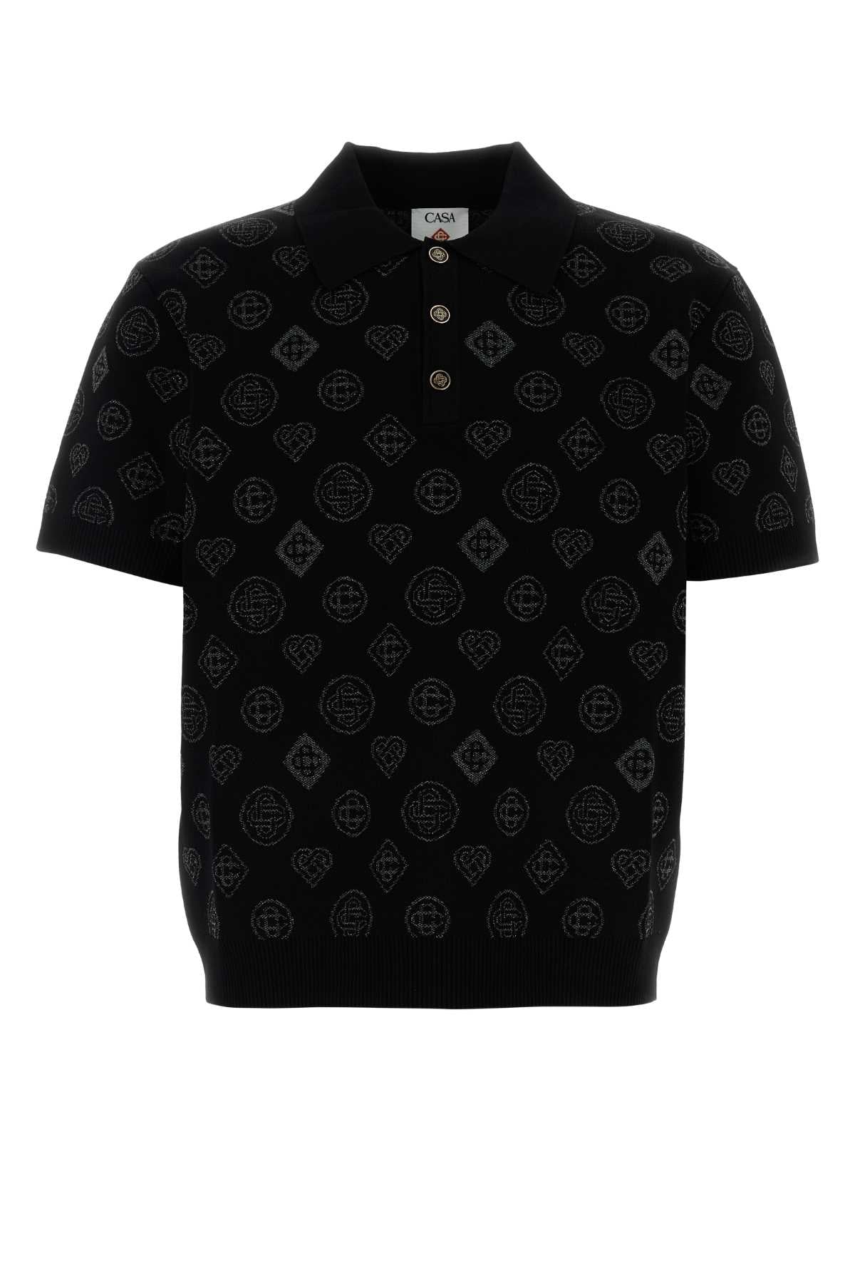 CASABLANCA Embroidered Viscose Blend Polo Shirt