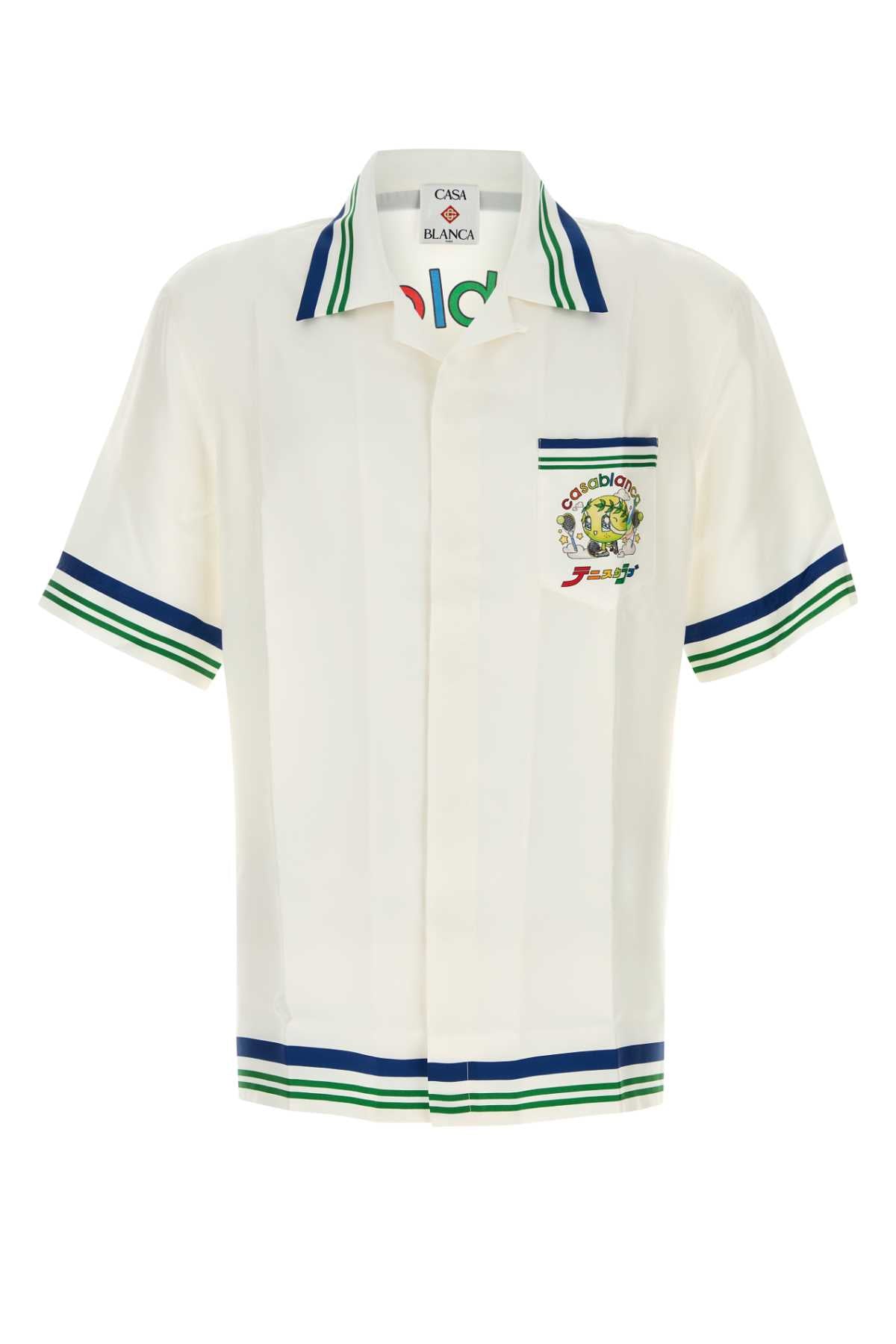 CASABLANCA Short Sleeve Satin Cuban Collar Shirt