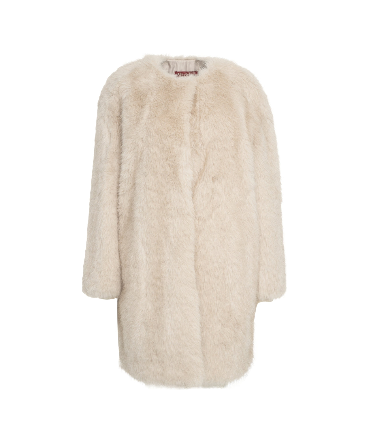 MAX MARA Oversized Faux Fur Jacket with Round Neckline