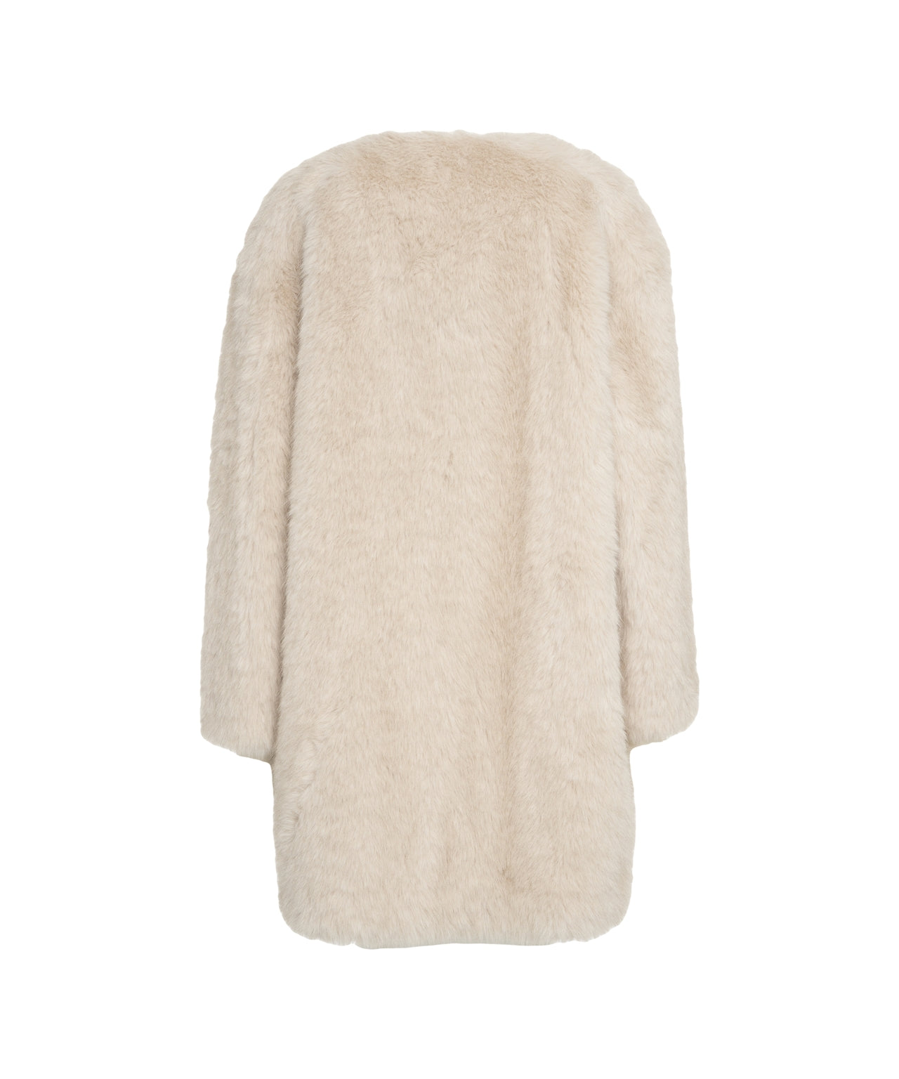 MAX MARA Oversized Faux Fur Jacket with Round Neckline
