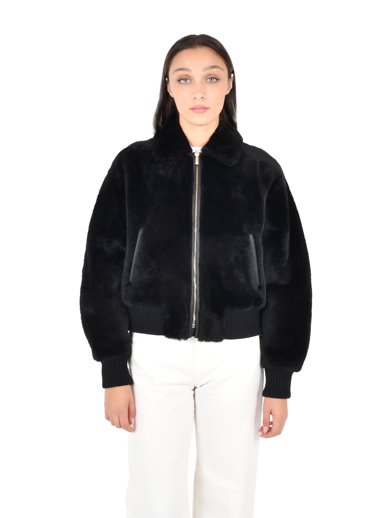 MAX MARA Luxurious Alpaca Fur Coat with Ribbed Trim