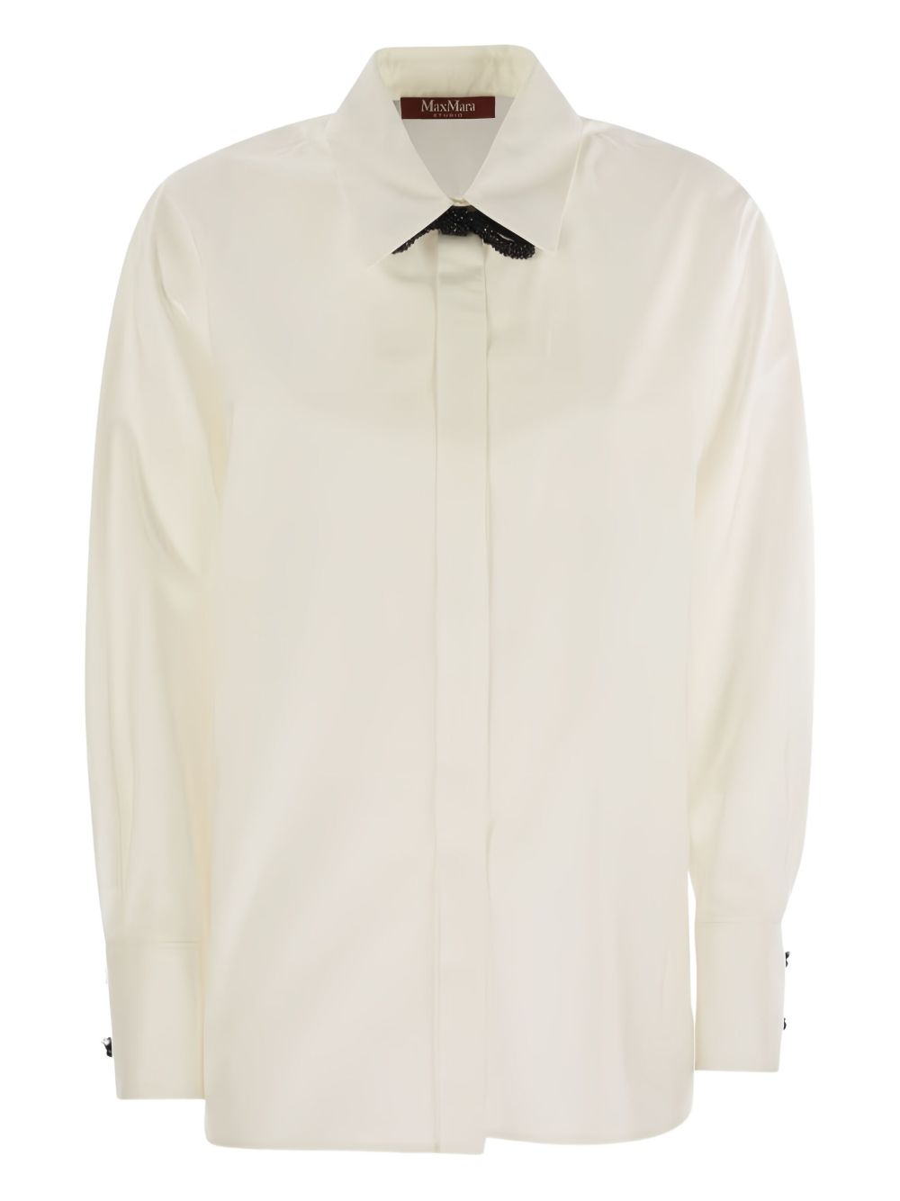 MAX MARA Elegant Women's Tailored Shirt with Removable Bow Tie - Size 42 IT
