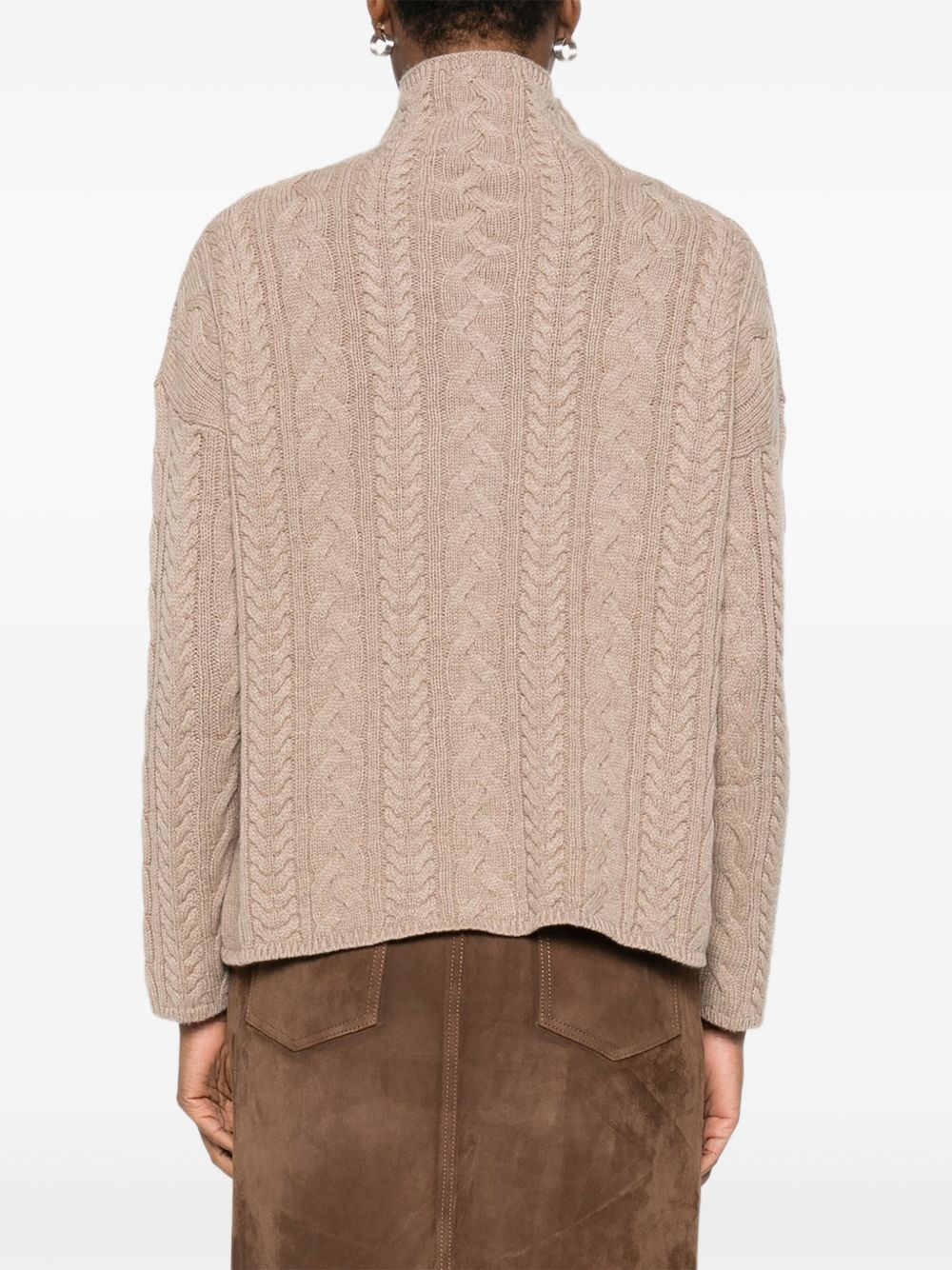 MAX MARA Ribbed Turtleneck Sweater with Cable Knit - Women's Size