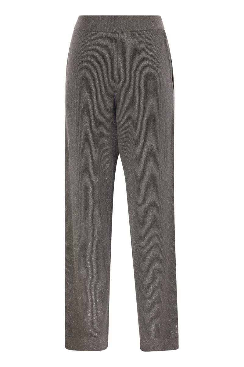 BRUNELLO CUCINELLI Refined English Rib Cotton and Viscose Pants - Women's Relaxed Fit