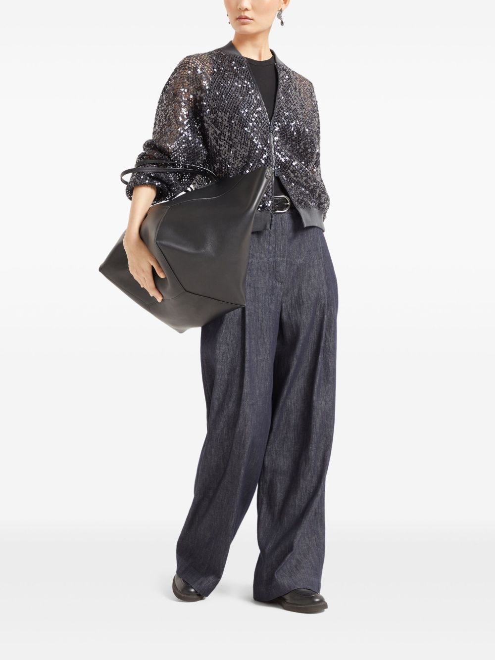 BRUNELLO CUCINELLI Wide Smart Denim Effect Trousers for Women