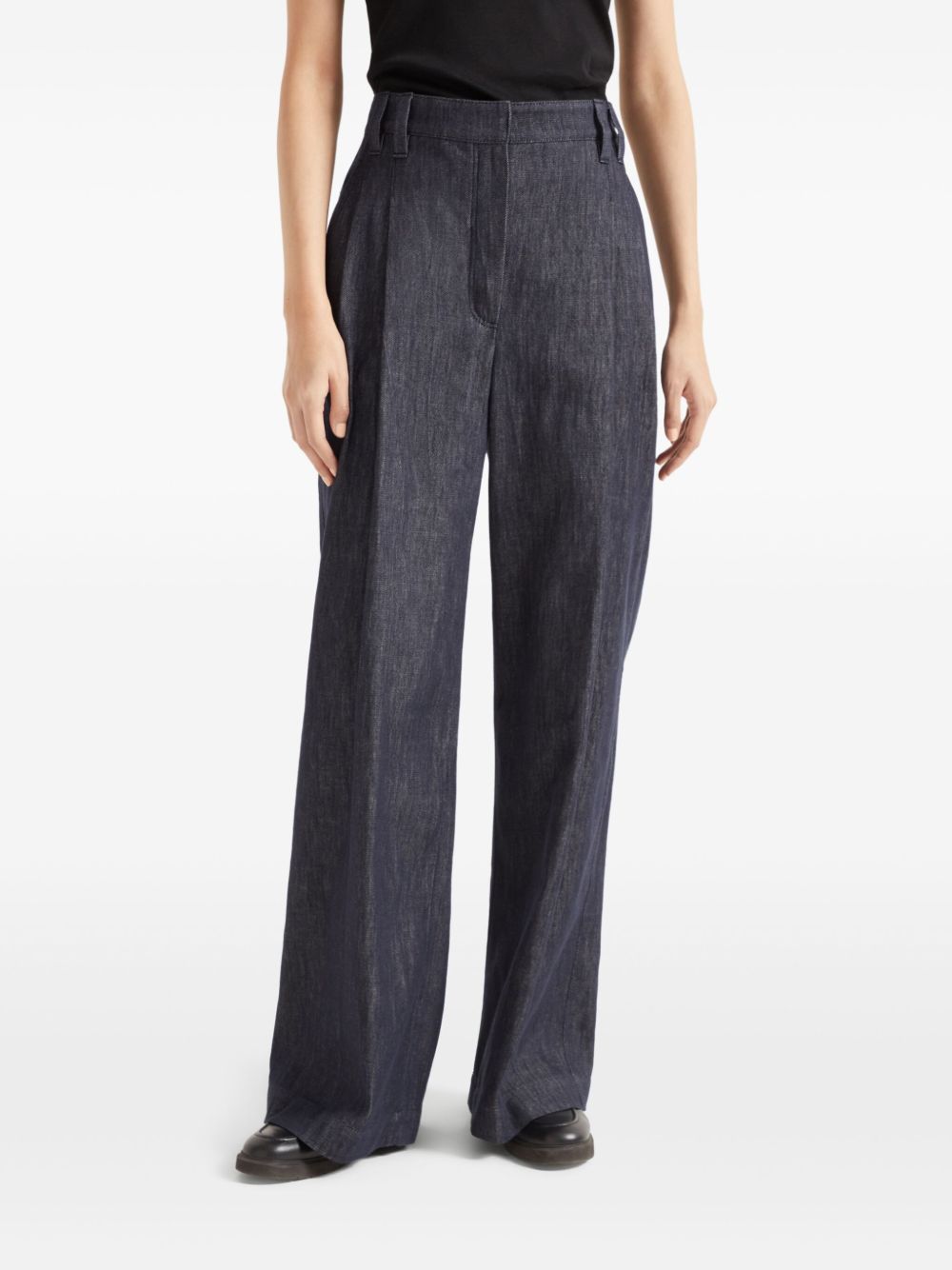 BRUNELLO CUCINELLI Wide Smart Denim Effect Trousers for Women