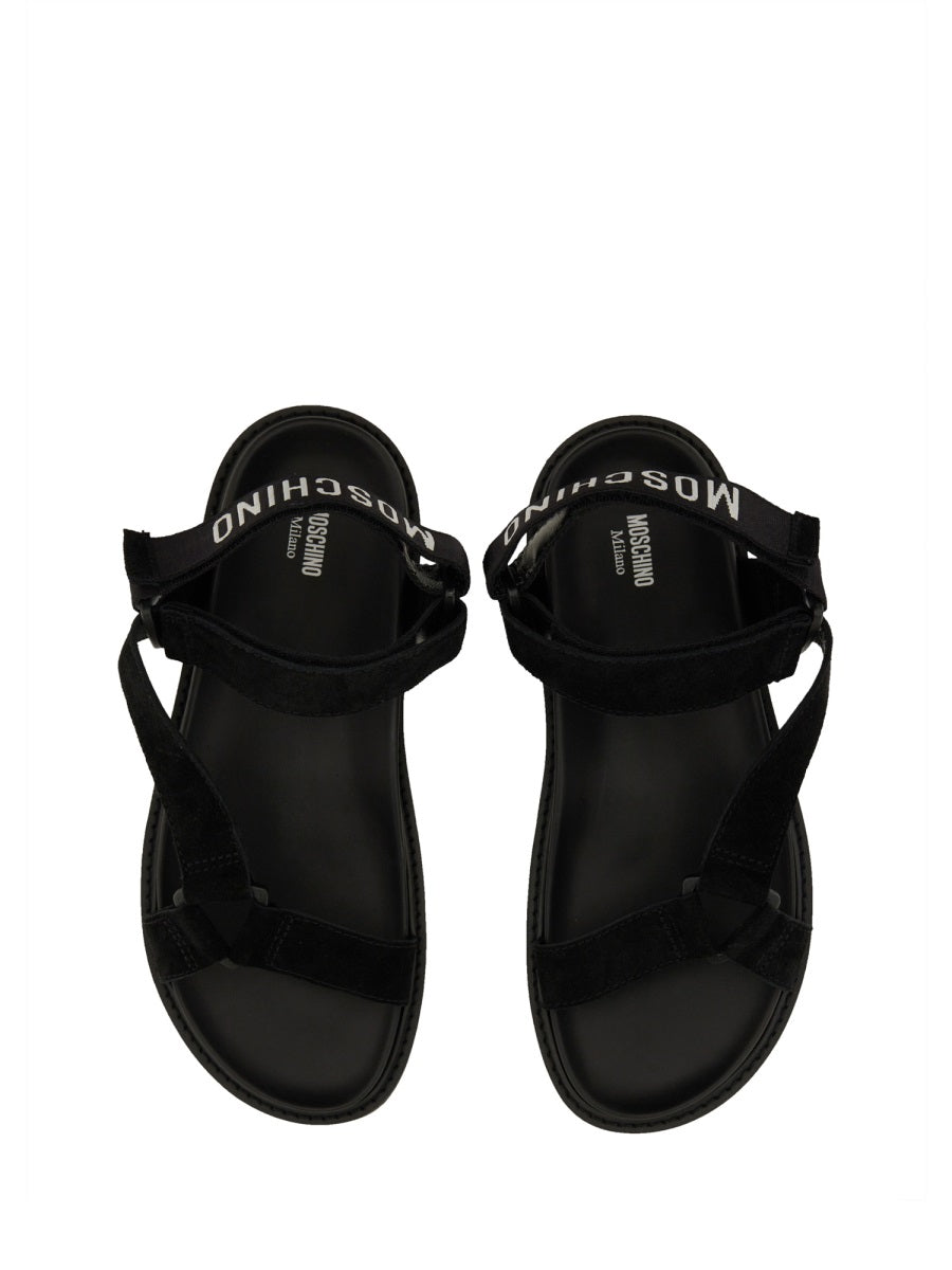 MOSCHINO Logo Leather Sandals for Men