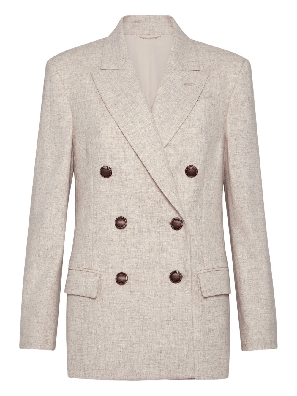 BRUNELLO CUCINELLI Tailored Virgin Wool and Cashmere Twill Flannel Jacket with Embellishment