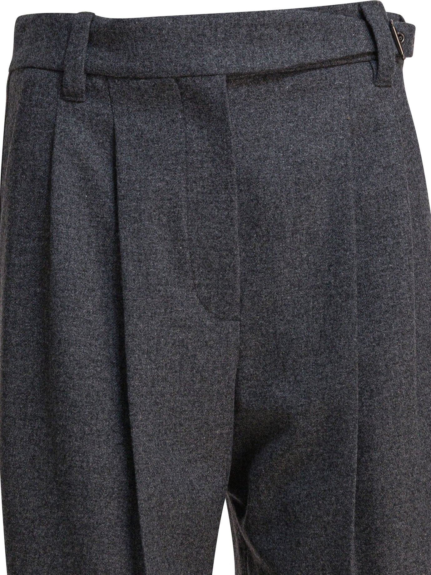 BRUNELLO CUCINELLI Women's Pleated Front Belted Wool Trousers