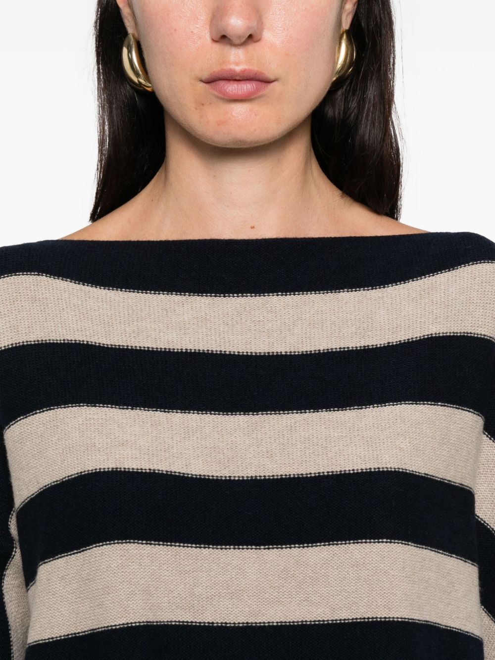 DANIELA GREGIS Women's Horizontal Striped Wool Boat-Neck Sweater