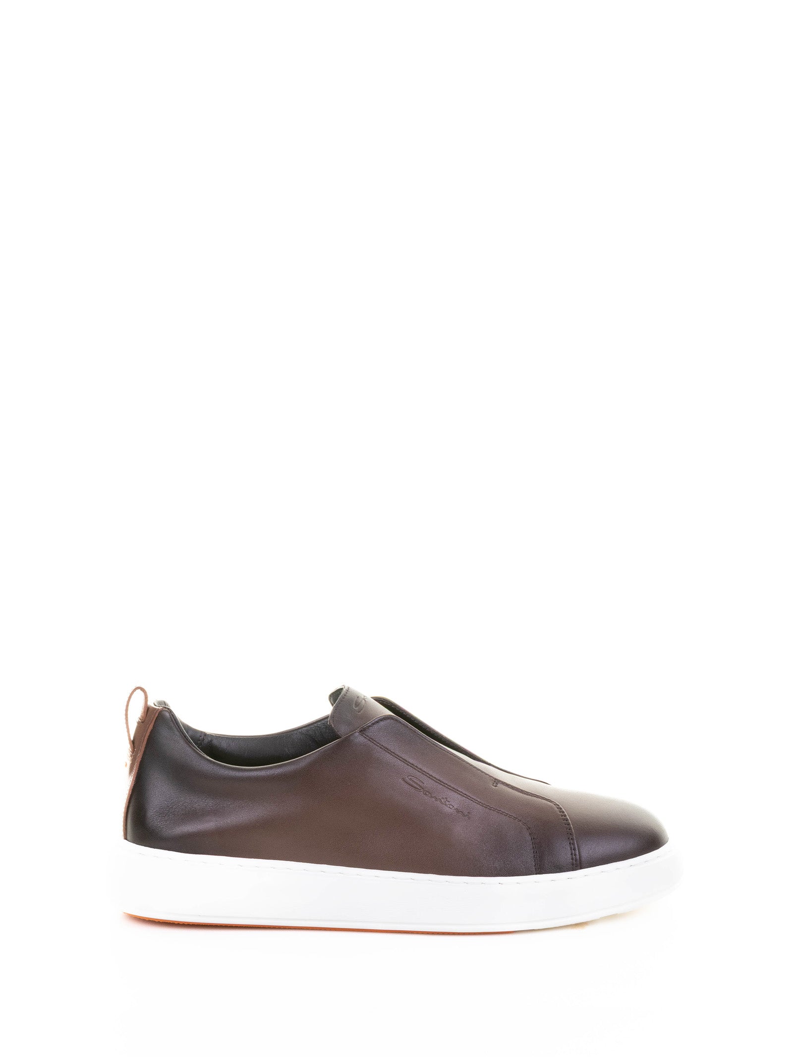 SANTONI Men's Leather Slip On Sneakers