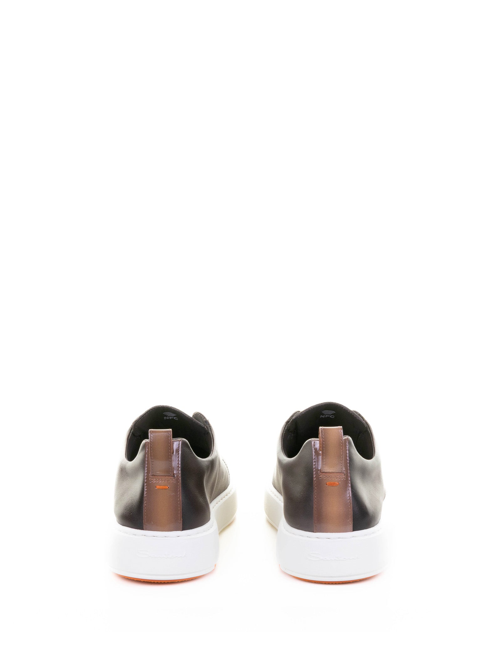 SANTONI Men's Leather Slip On Sneakers