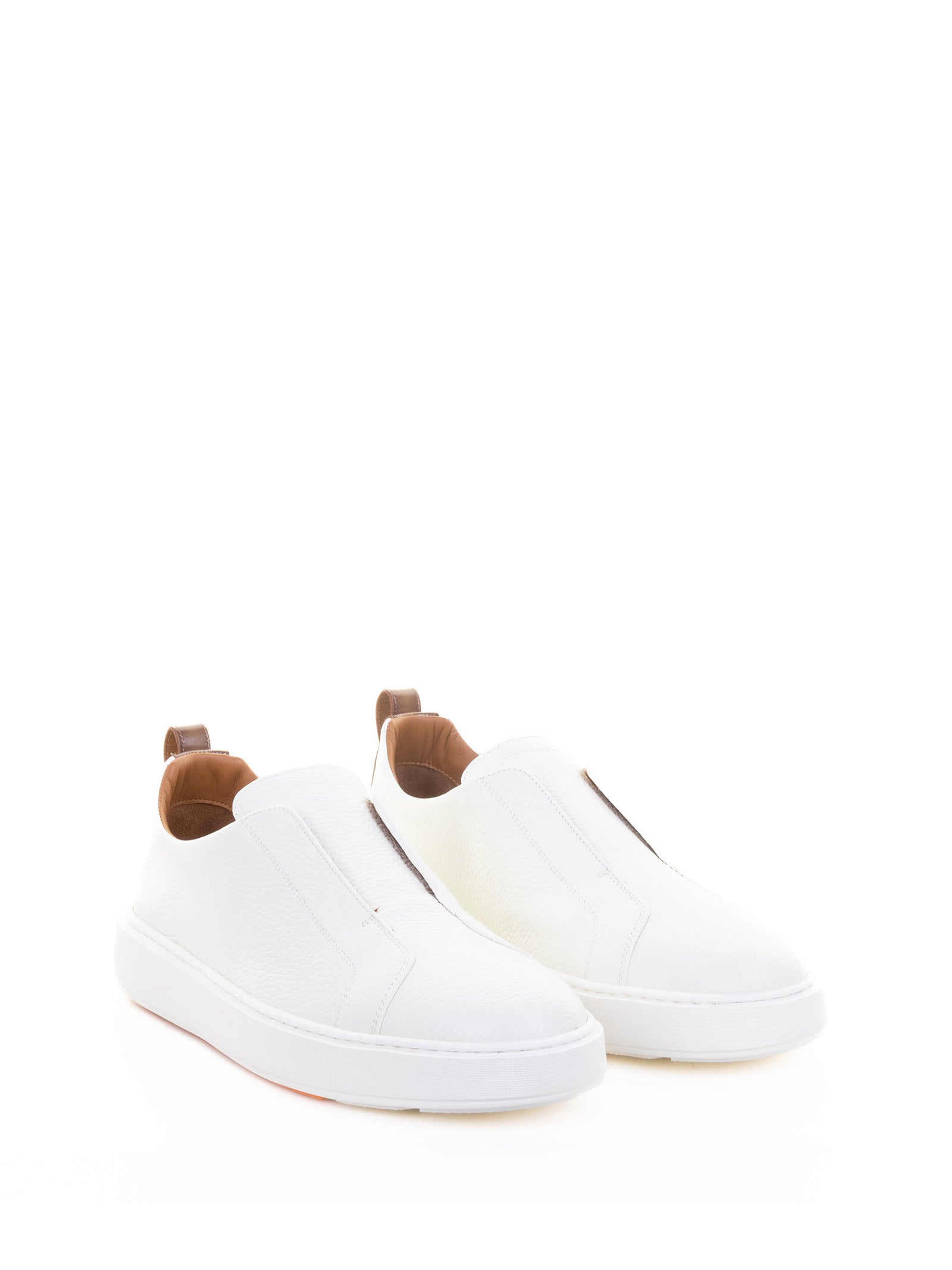 SANTONI Leather Slip-On Sneakers for Men