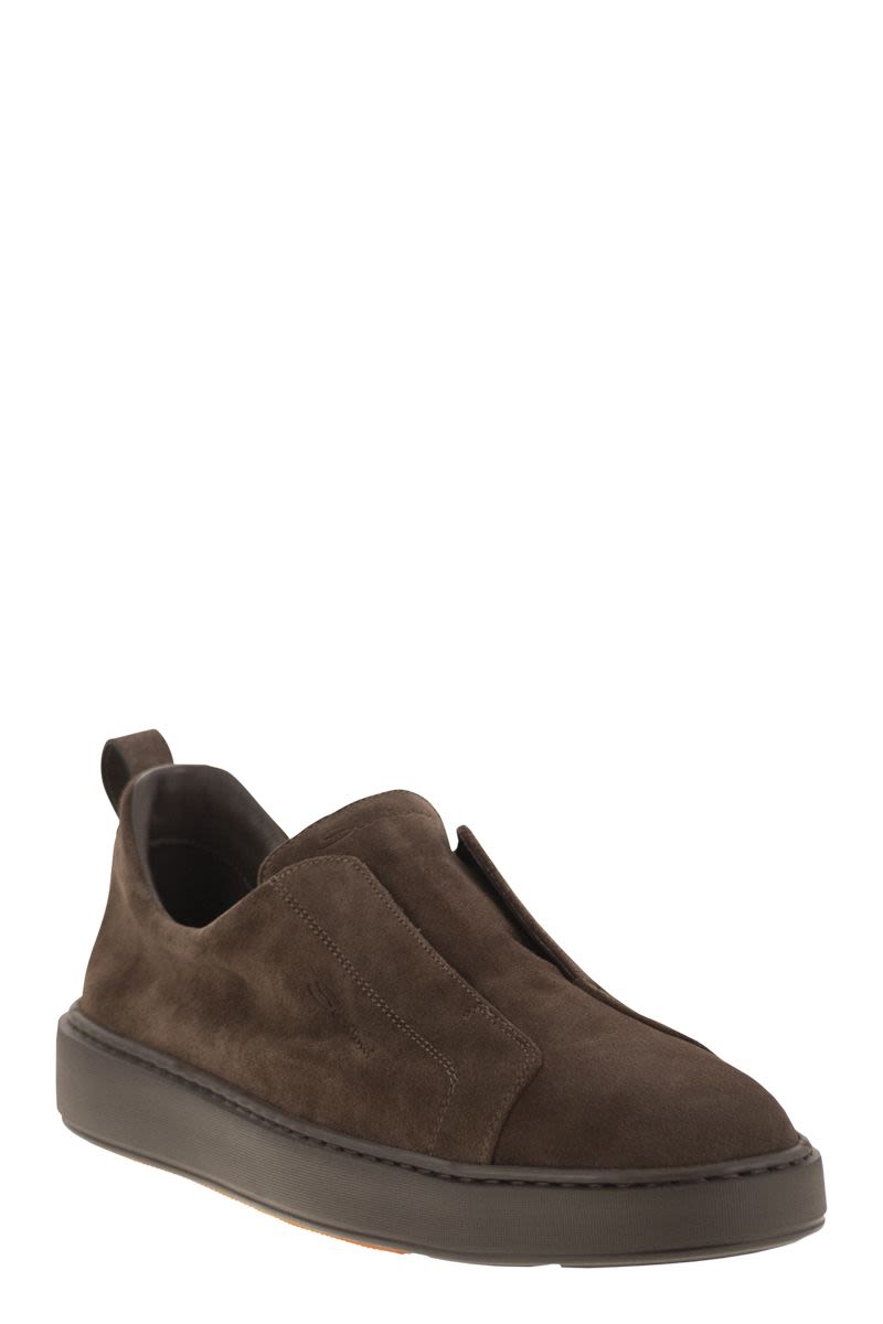 SANTONI Suede Slip-On Trainer with Comfortable Sole