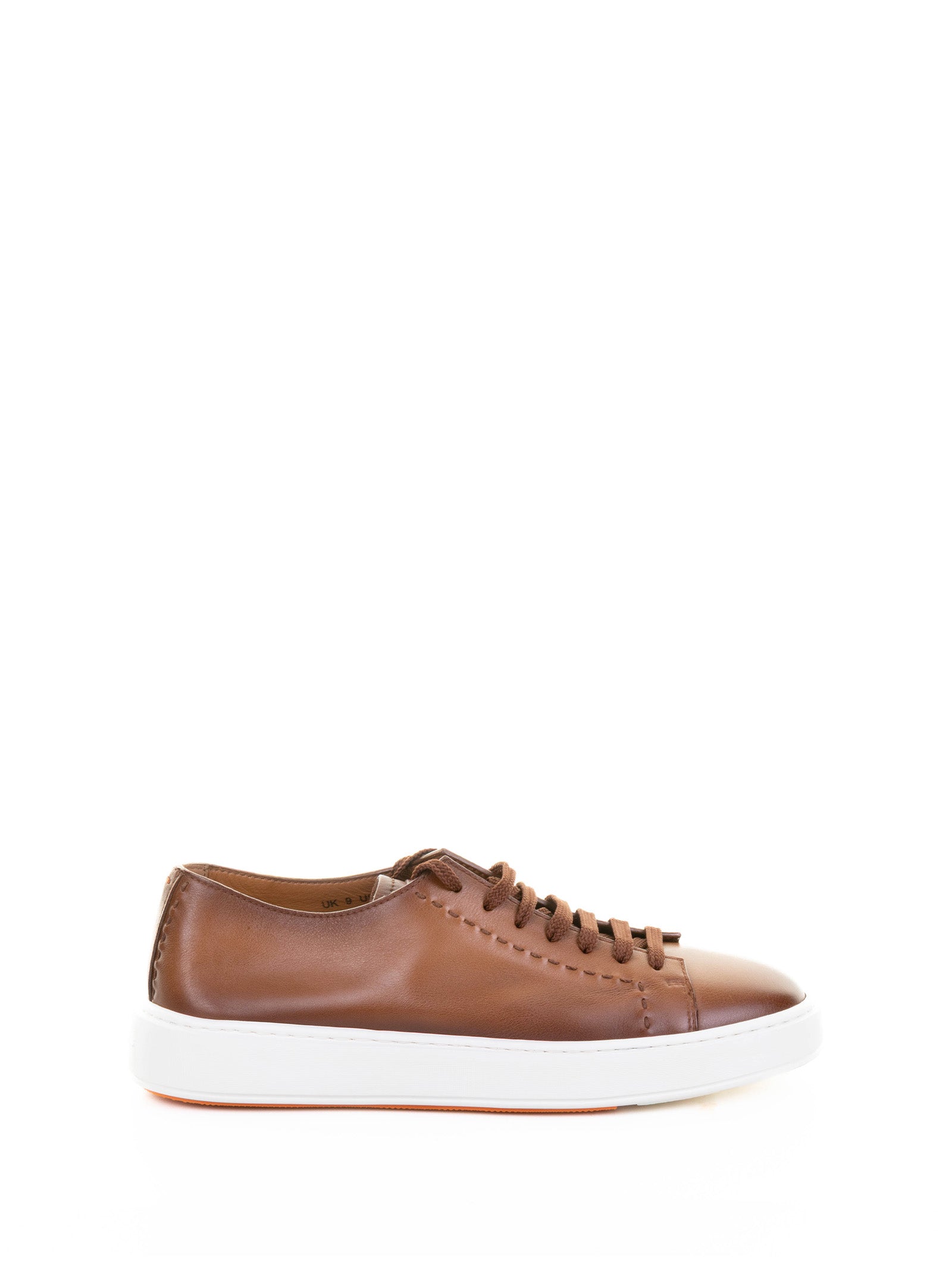 SANTONI Leather and Rubber Sole Sneakers for Men
