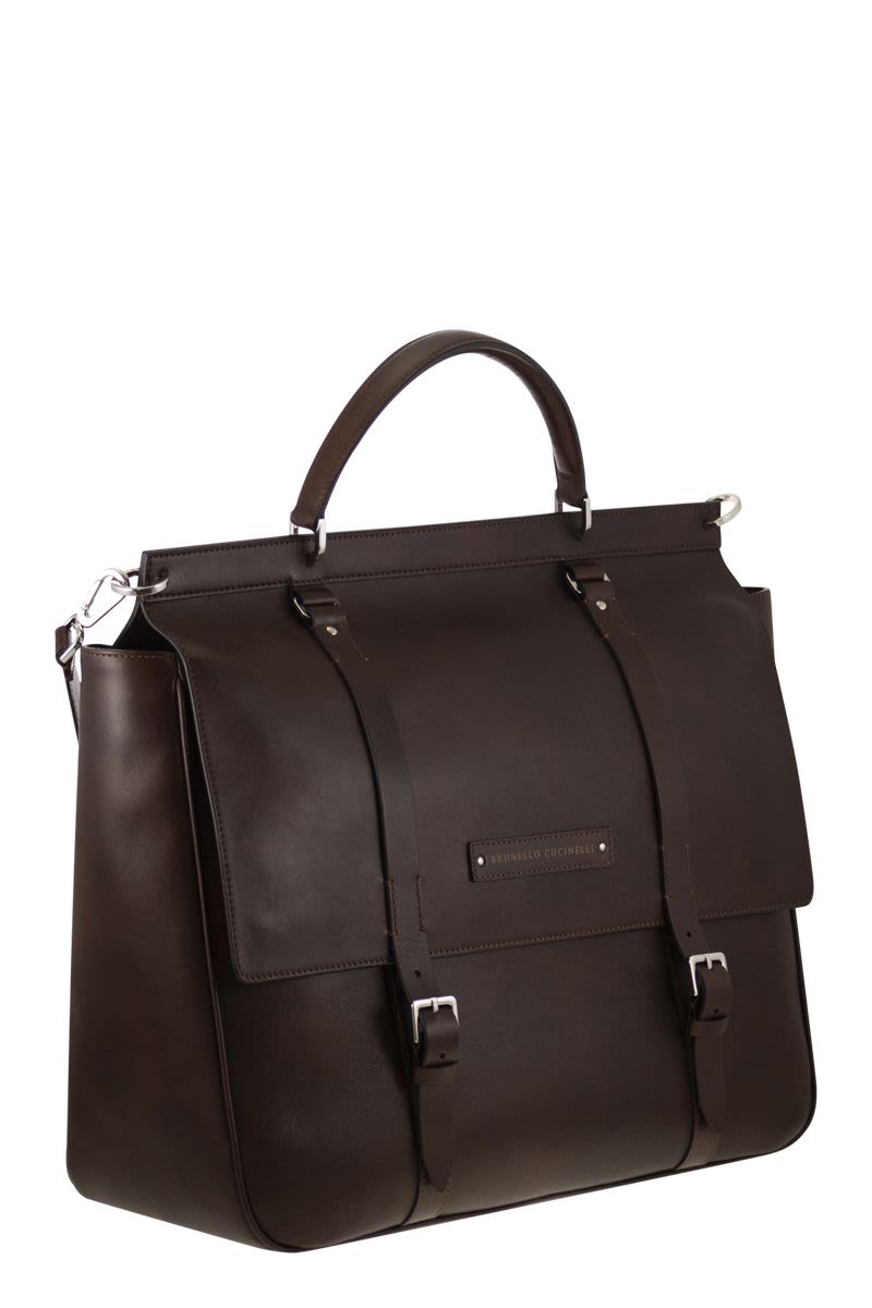 BRUNELLO CUCINELLI Casual Calfskin Briefcase - 47 x 41.5 x 19 cm