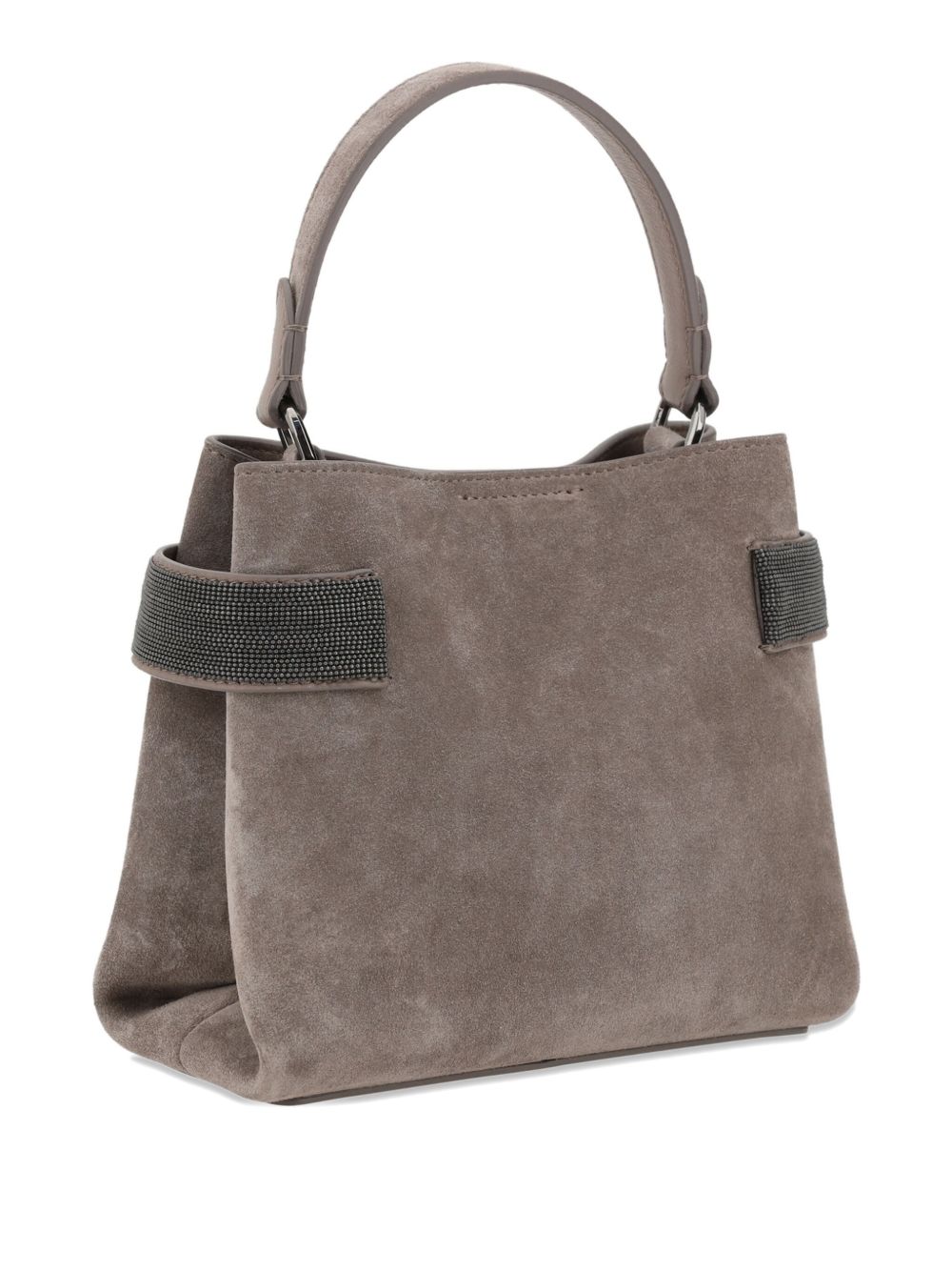 BRUNELLO CUCINELLI Suede Leather Handbag with Monili Embellishment