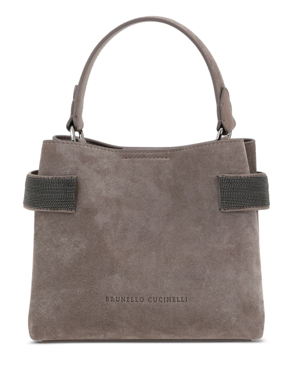 BRUNELLO CUCINELLI Suede Leather Handbag with Monili Embellishment