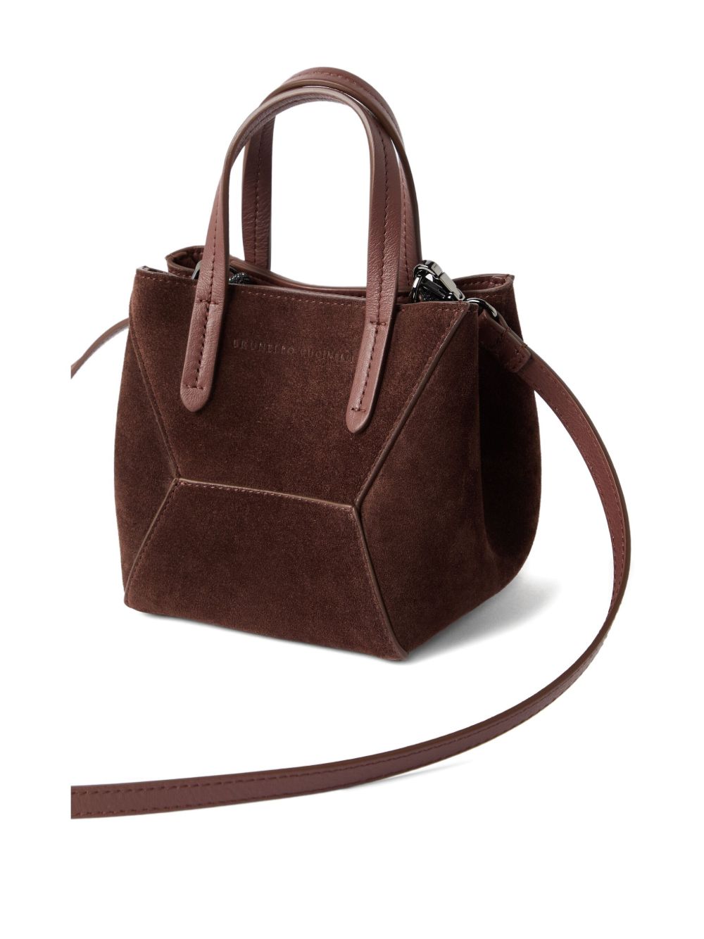 BRUNELLO CUCINELLI Leather Shopping Handbag with Magnetic Fastening and Adjustable Strap