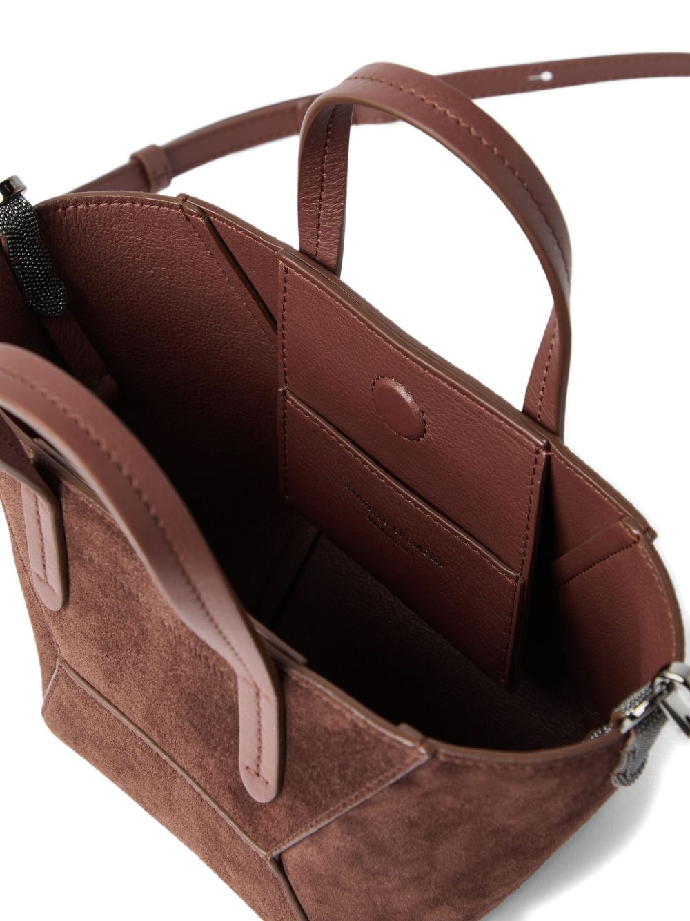 BRUNELLO CUCINELLI Leather Shopping Handbag with Magnetic Fastening and Adjustable Strap