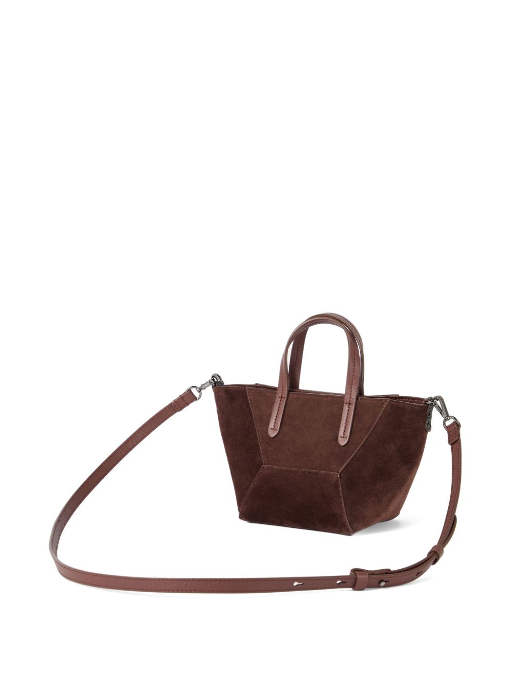 BRUNELLO CUCINELLI Leather Shopping Handbag with Magnetic Fastening and Adjustable Strap