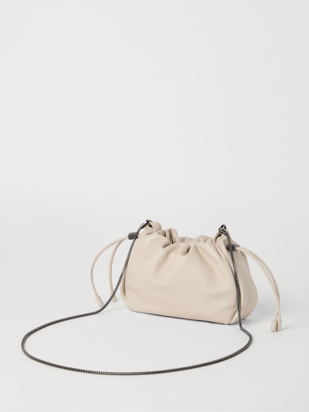 BRUNELLO CUCINELLI Soft Leather Bucket Handbag with Chain Strap