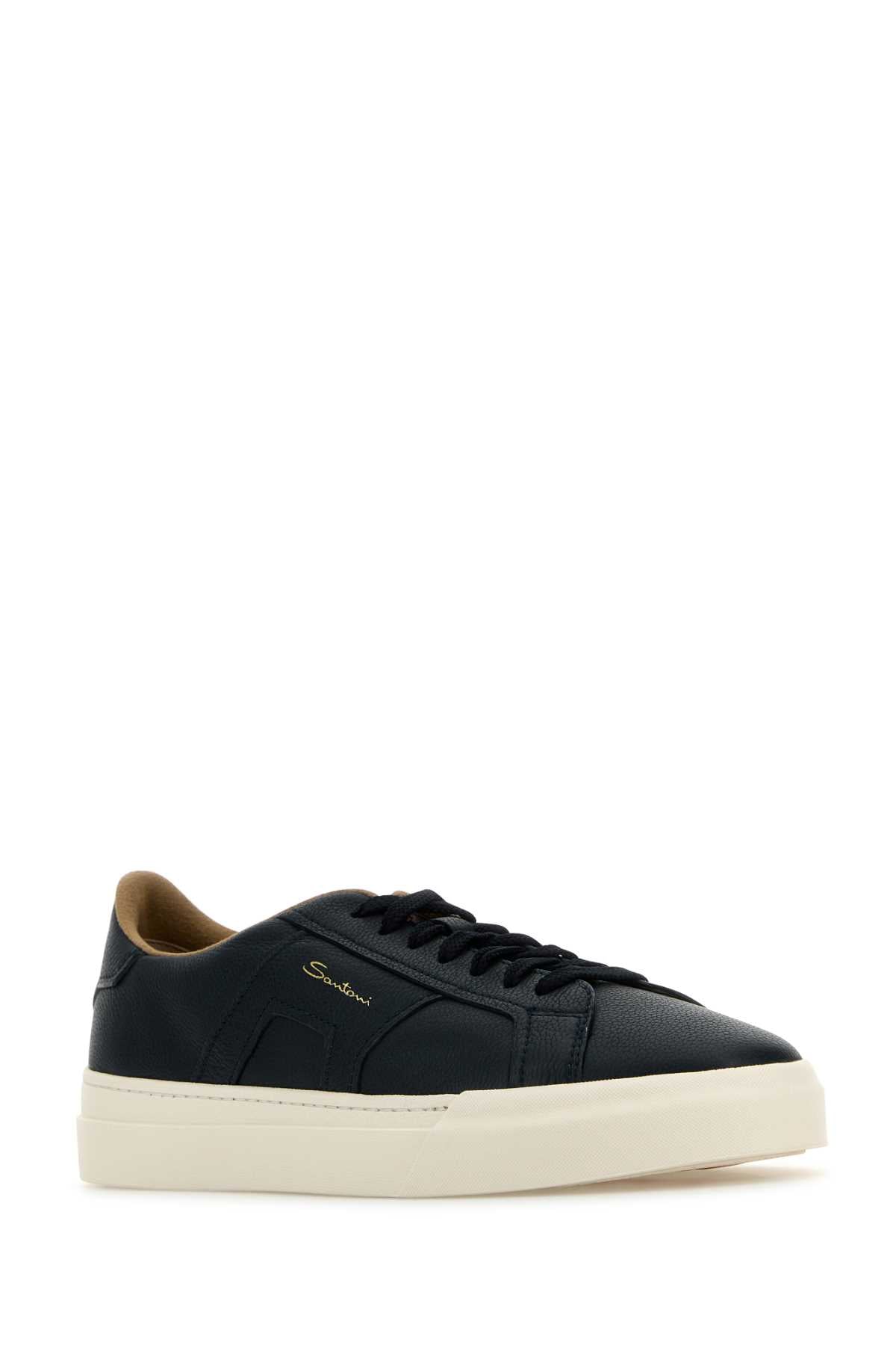 SANTONI Classic Leather Sneakers for Men