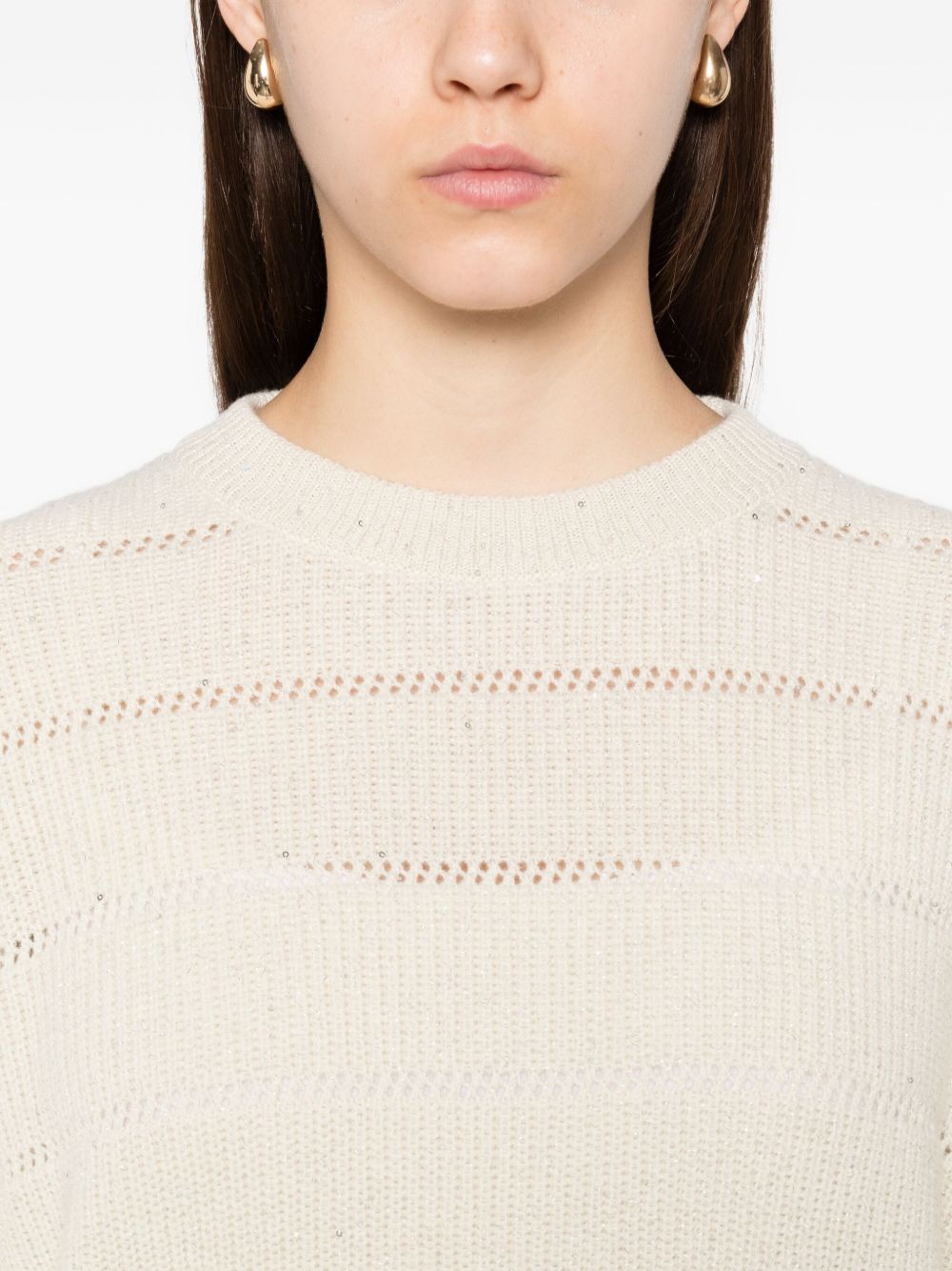 BRUNELLO CUCINELLI Elegant Open Knit Striped Jumper for Women