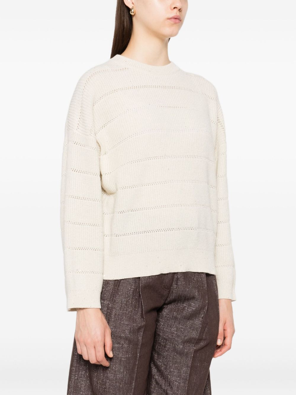 BRUNELLO CUCINELLI Elegant Open Knit Striped Jumper for Women