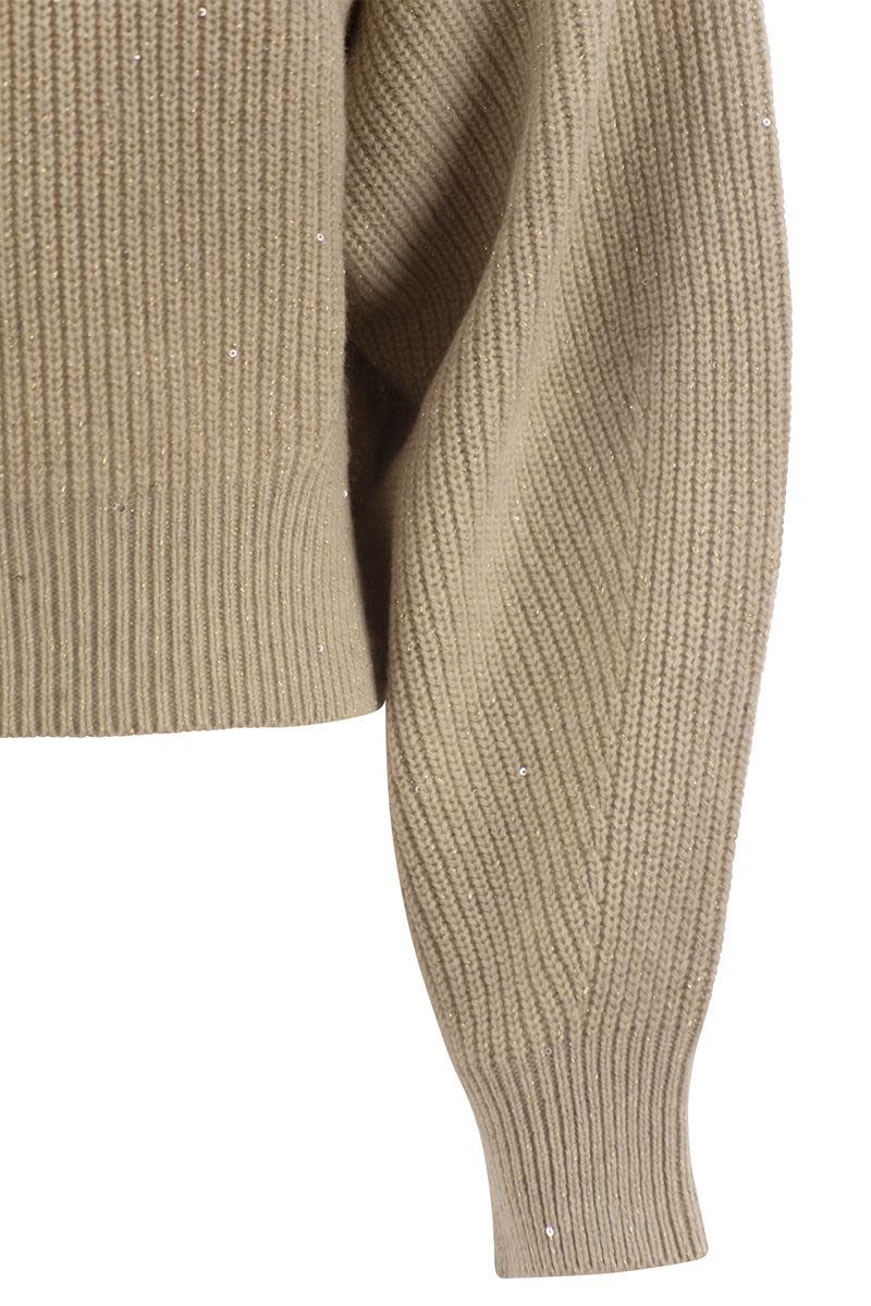 BRUNELLO CUCINELLI Dazzling Ribbed Cashmere and Wool Sweater